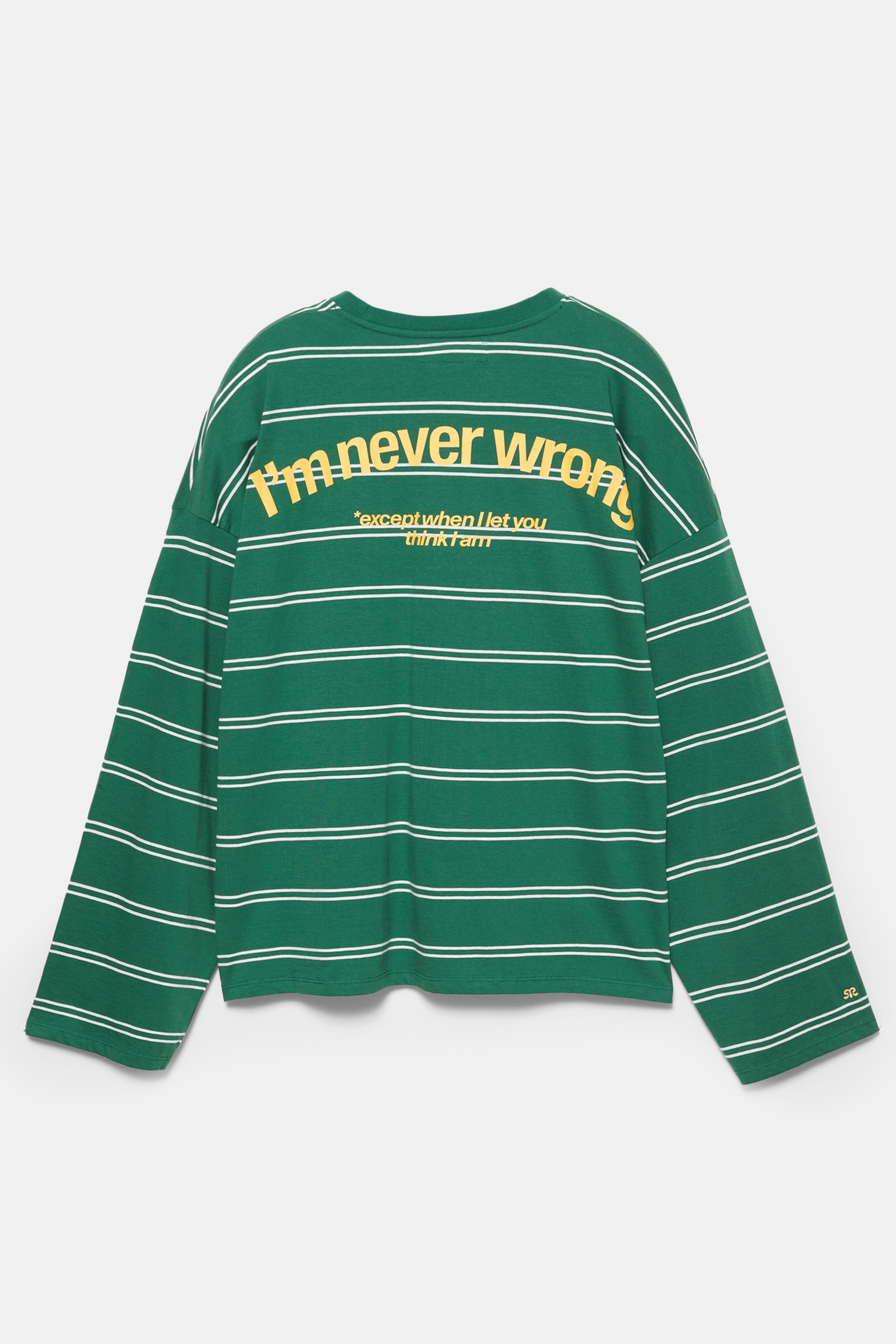 Camiseta verde rayas texto