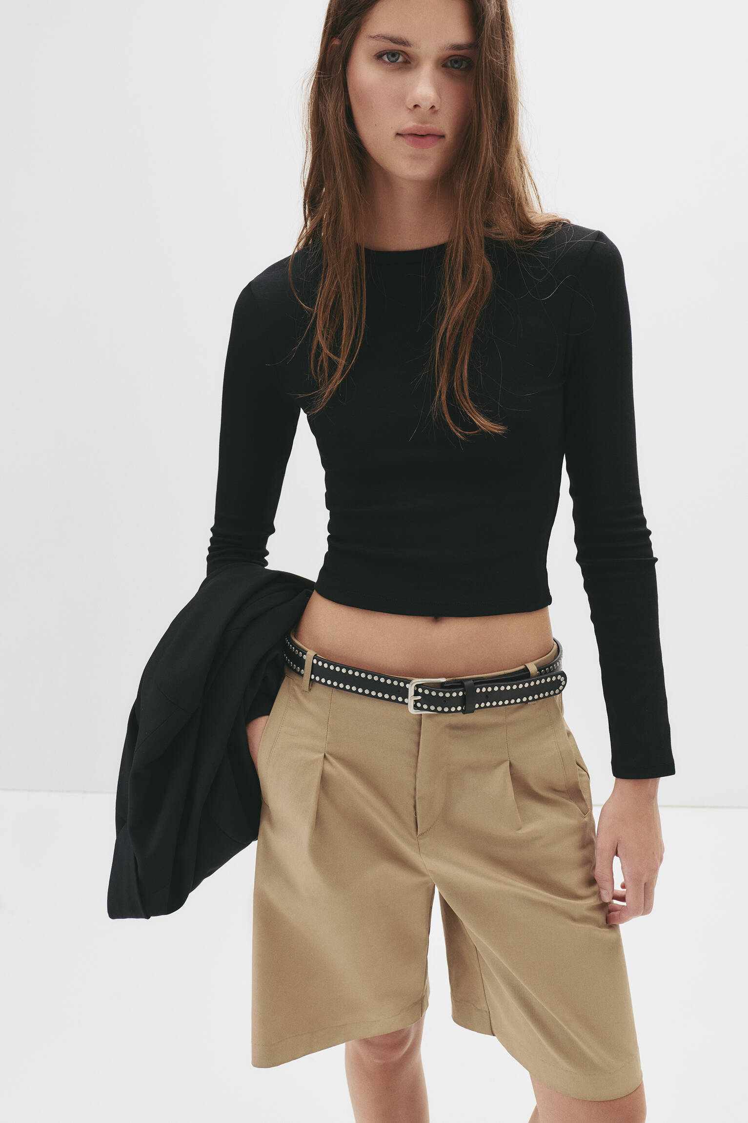 T-shirt met lange mouwen en ronde hals - PULL&BEAR