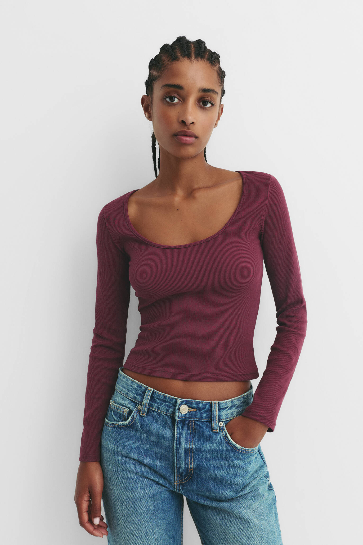 Ribbed round neck T-shirt - pull&bear