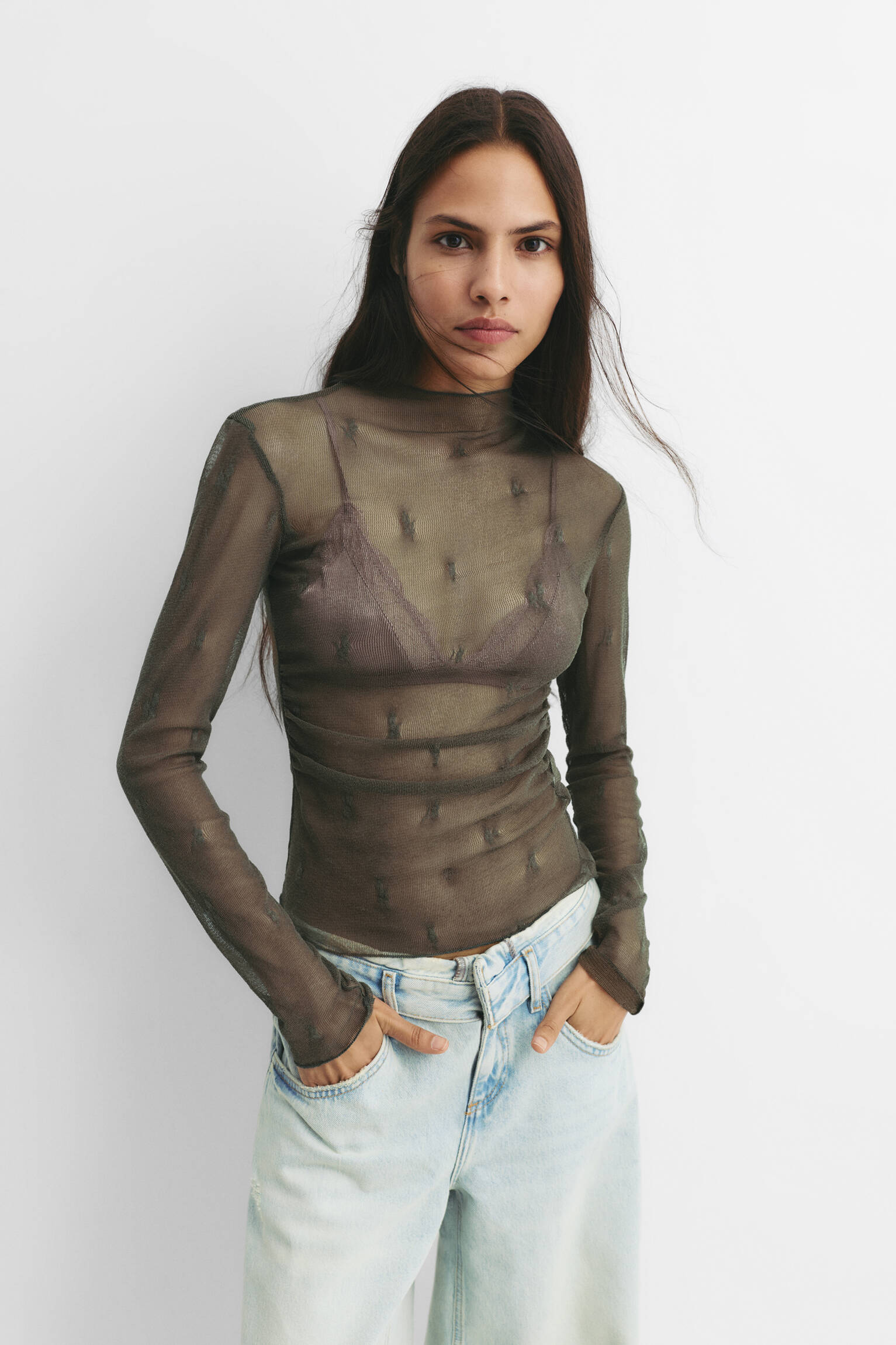 Top manches longues transparent