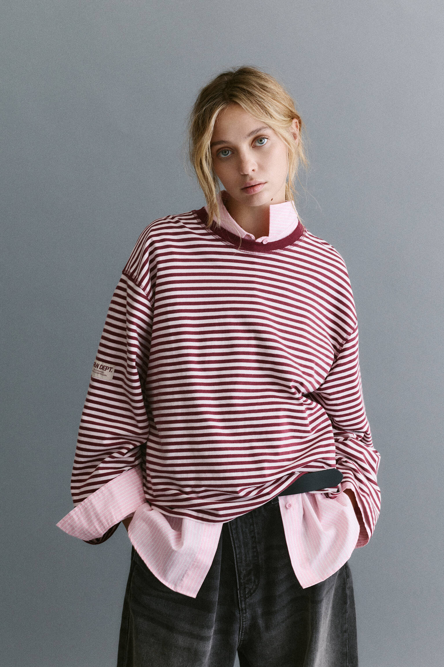 T-shirt rayé manches longues - pull&bear