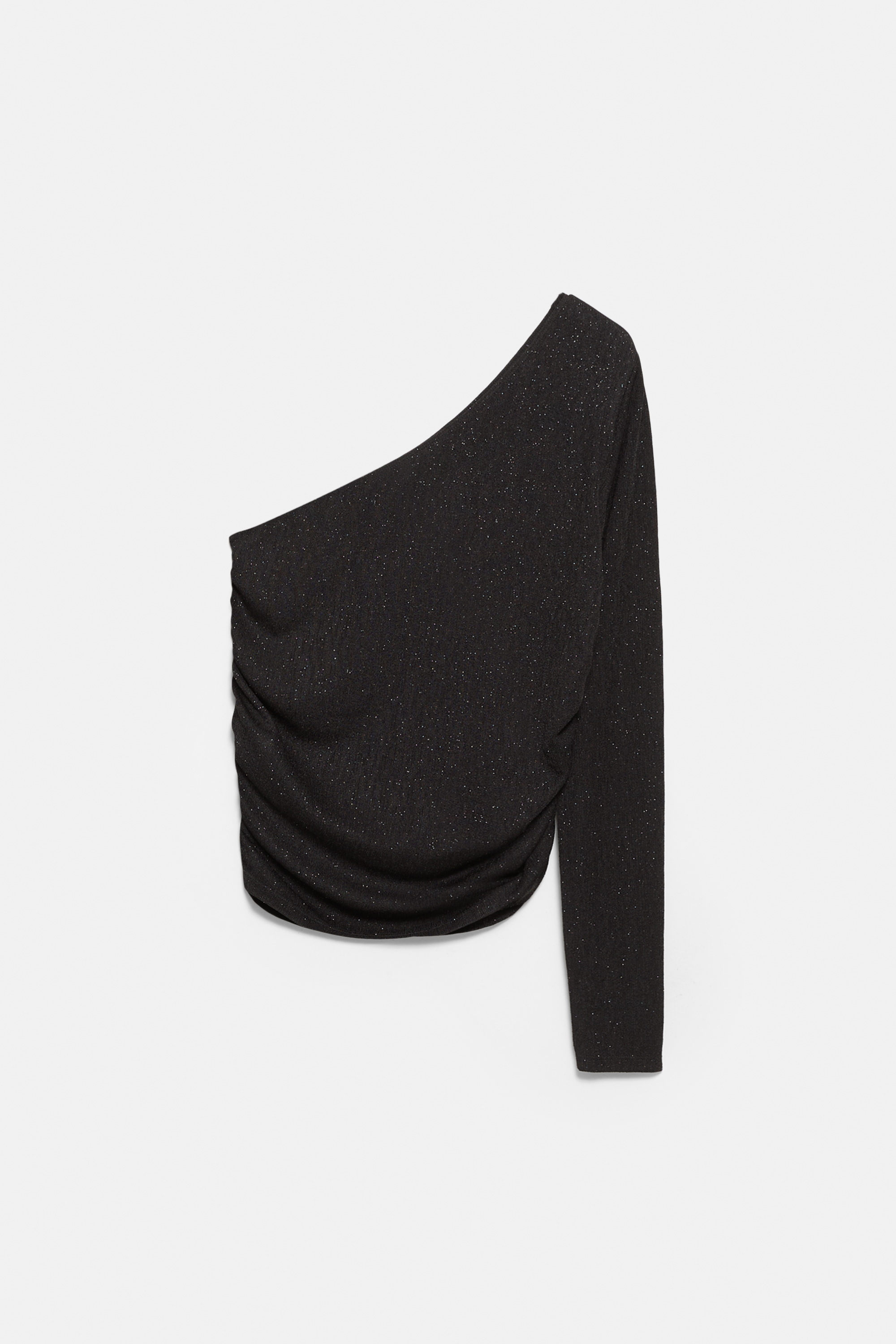 Asymmetric draped rhinestone top