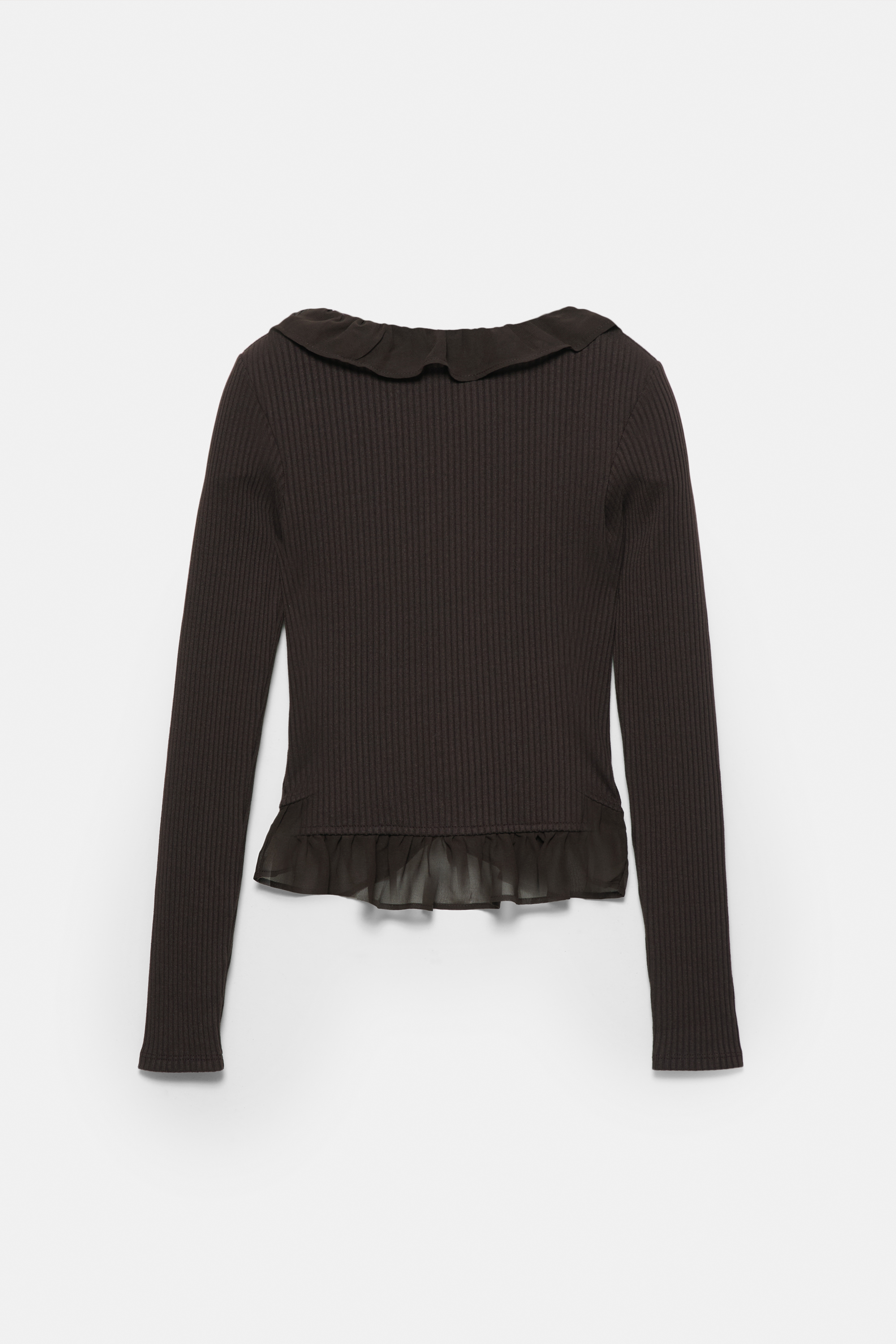 Top manga larga con volante