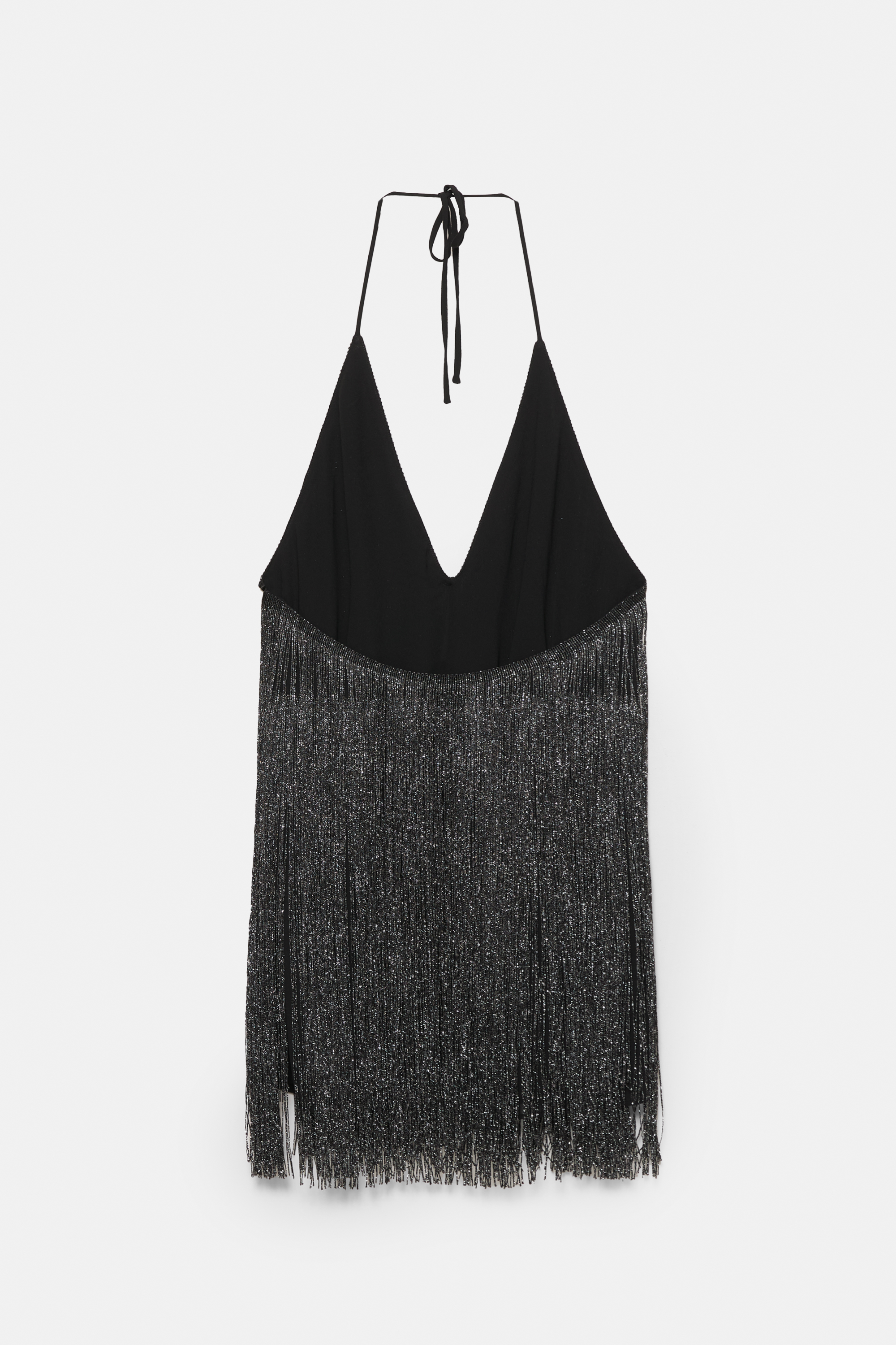 فستان قصير هالتر بشراشيب