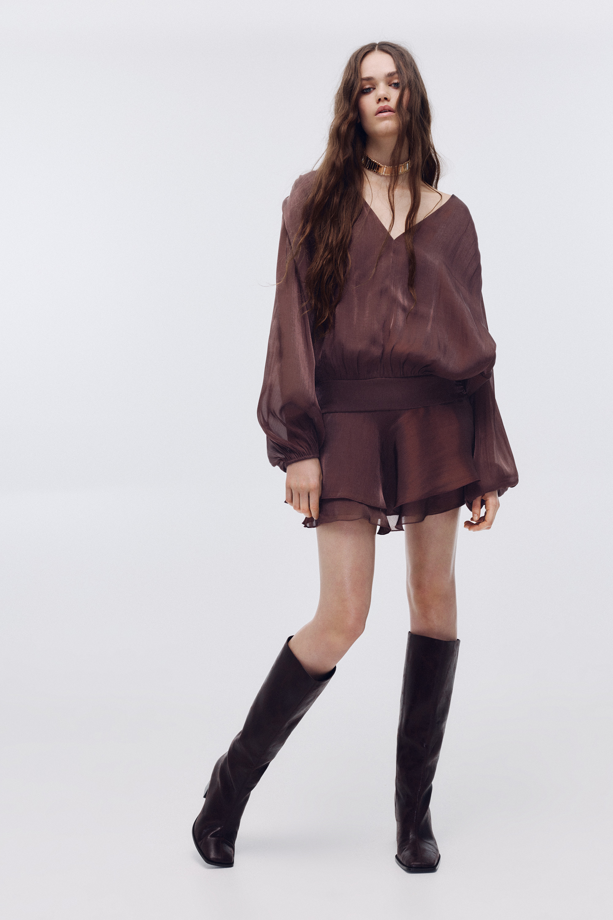 Short shimmery ruffle dress