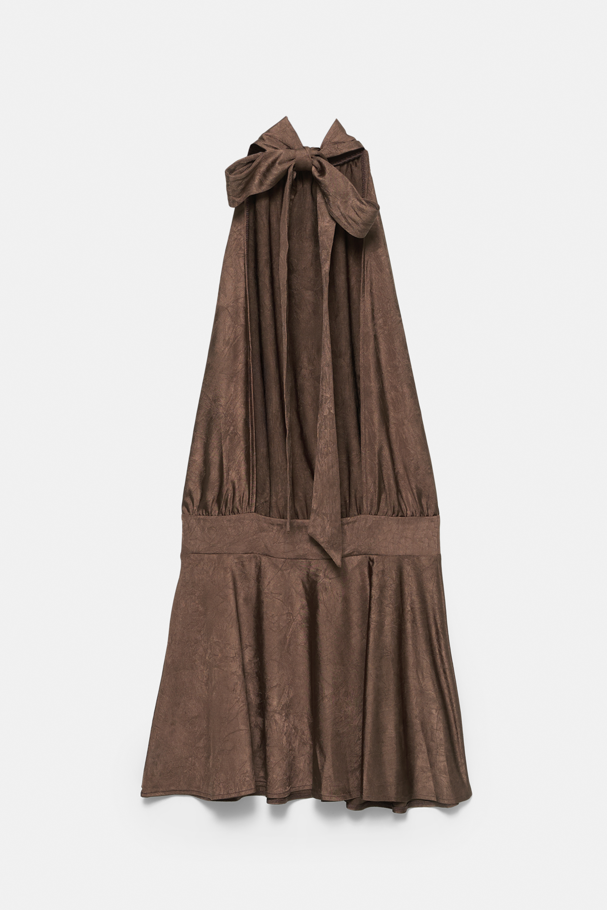 Robe courte encolure américaine marron