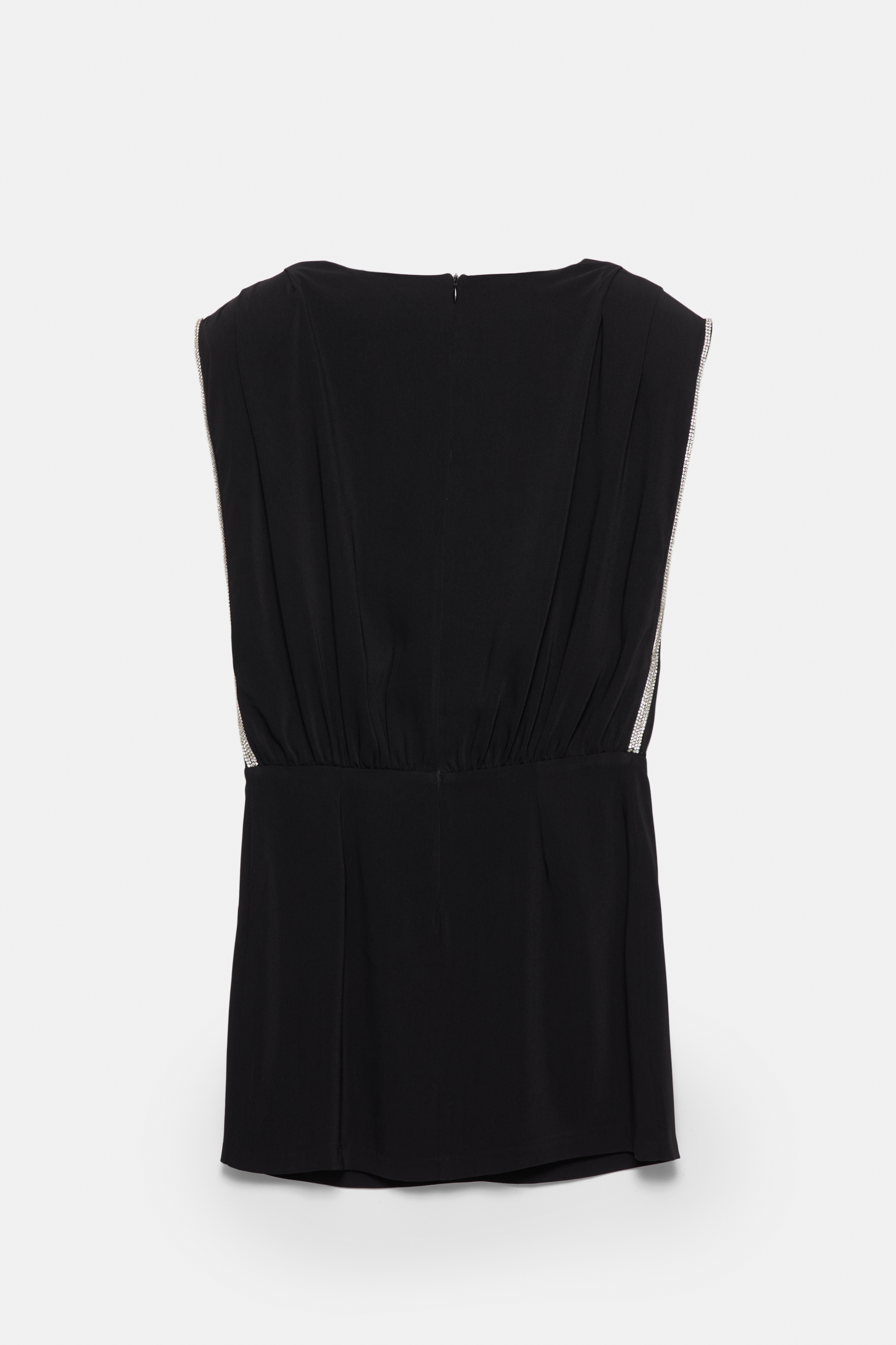 Vestido corto mangas strass