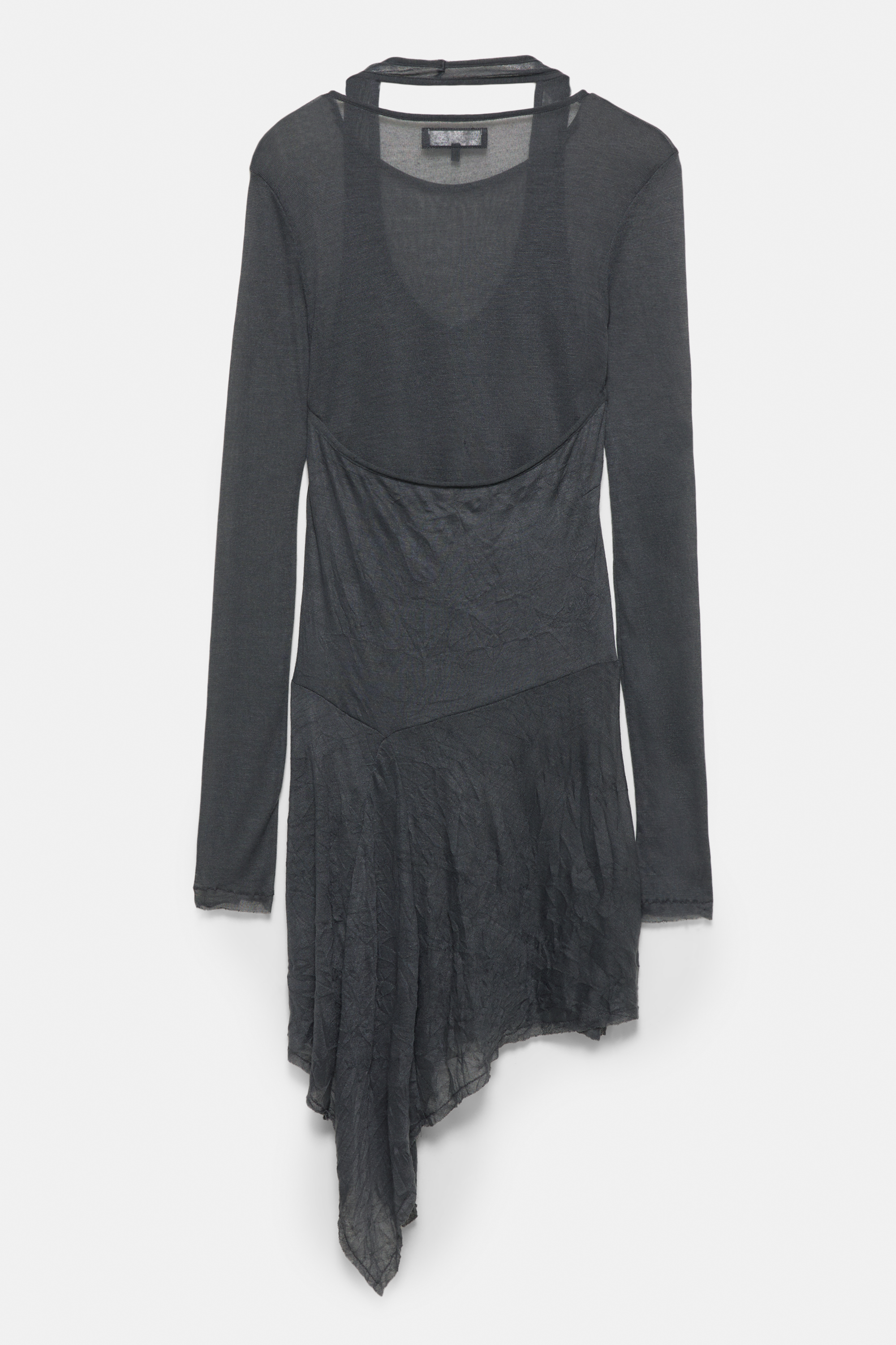 Vestido curto duplo assimétrico