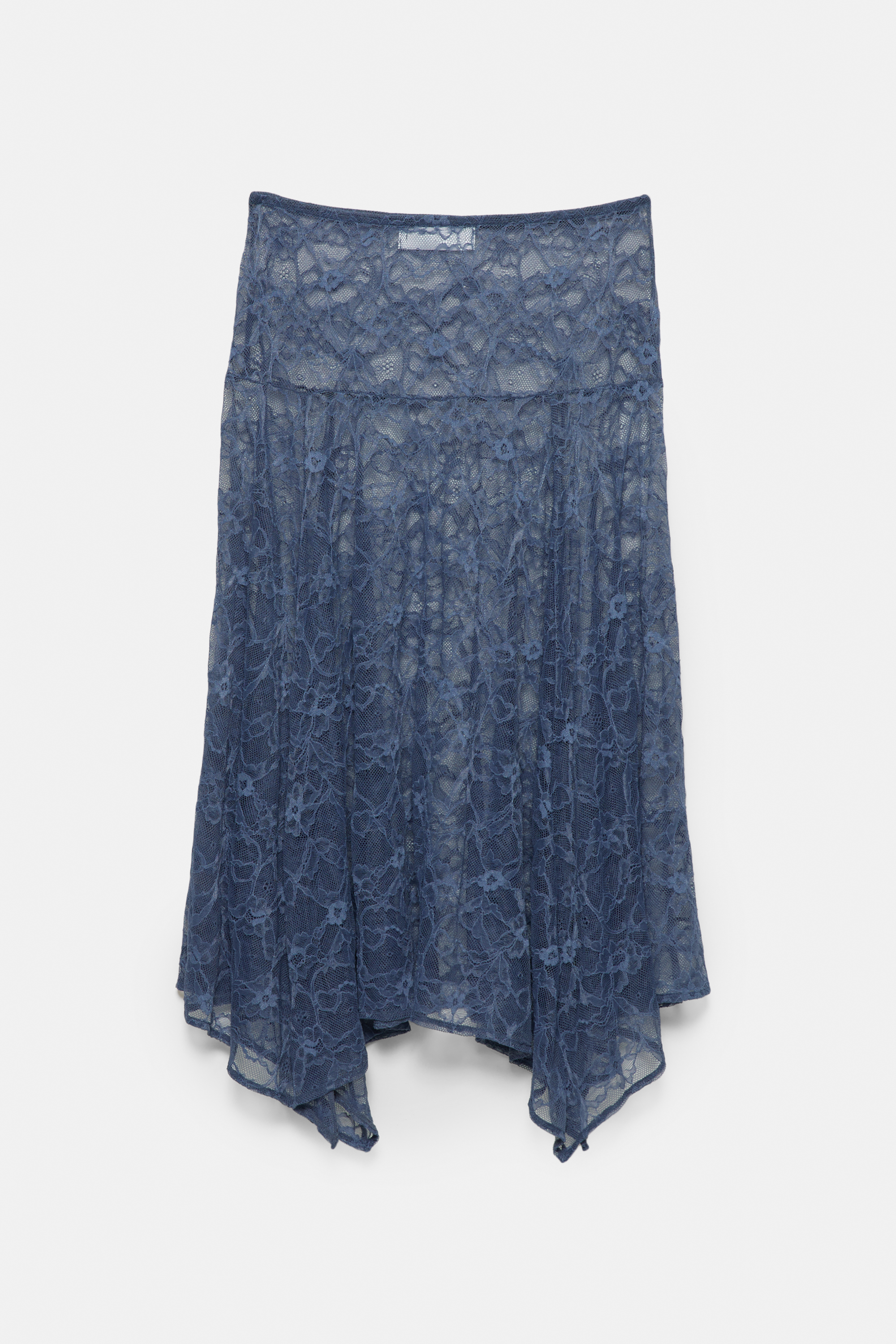 Falda midi asimétrica encaje