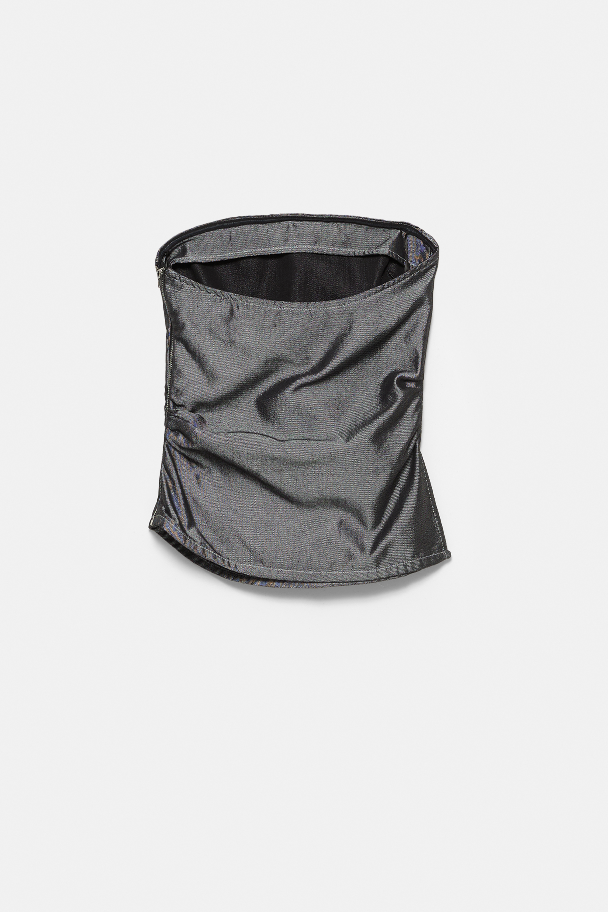 Top strapless plateado