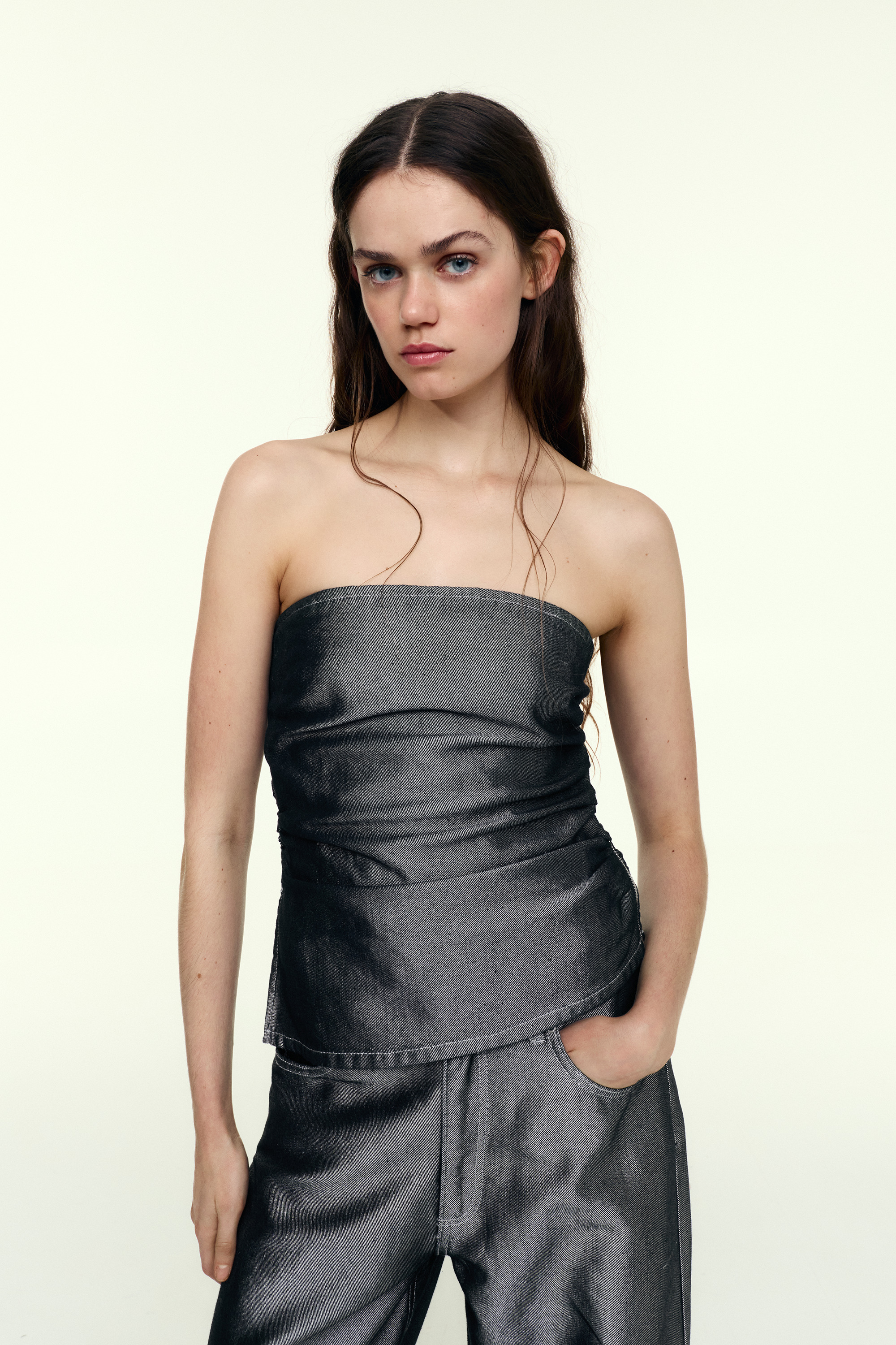 Top bustier argenté