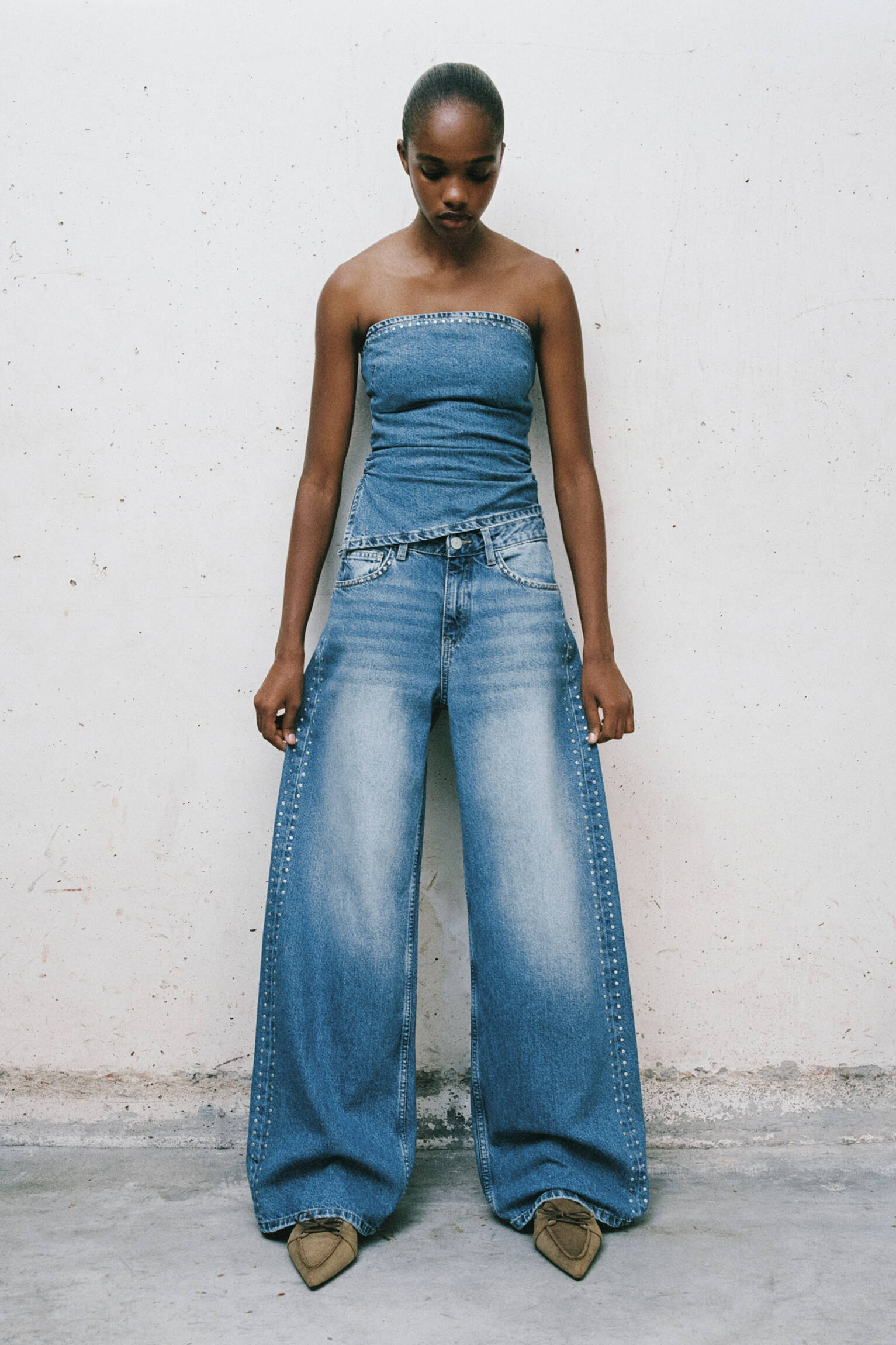 Top denim rivets - pull&bear