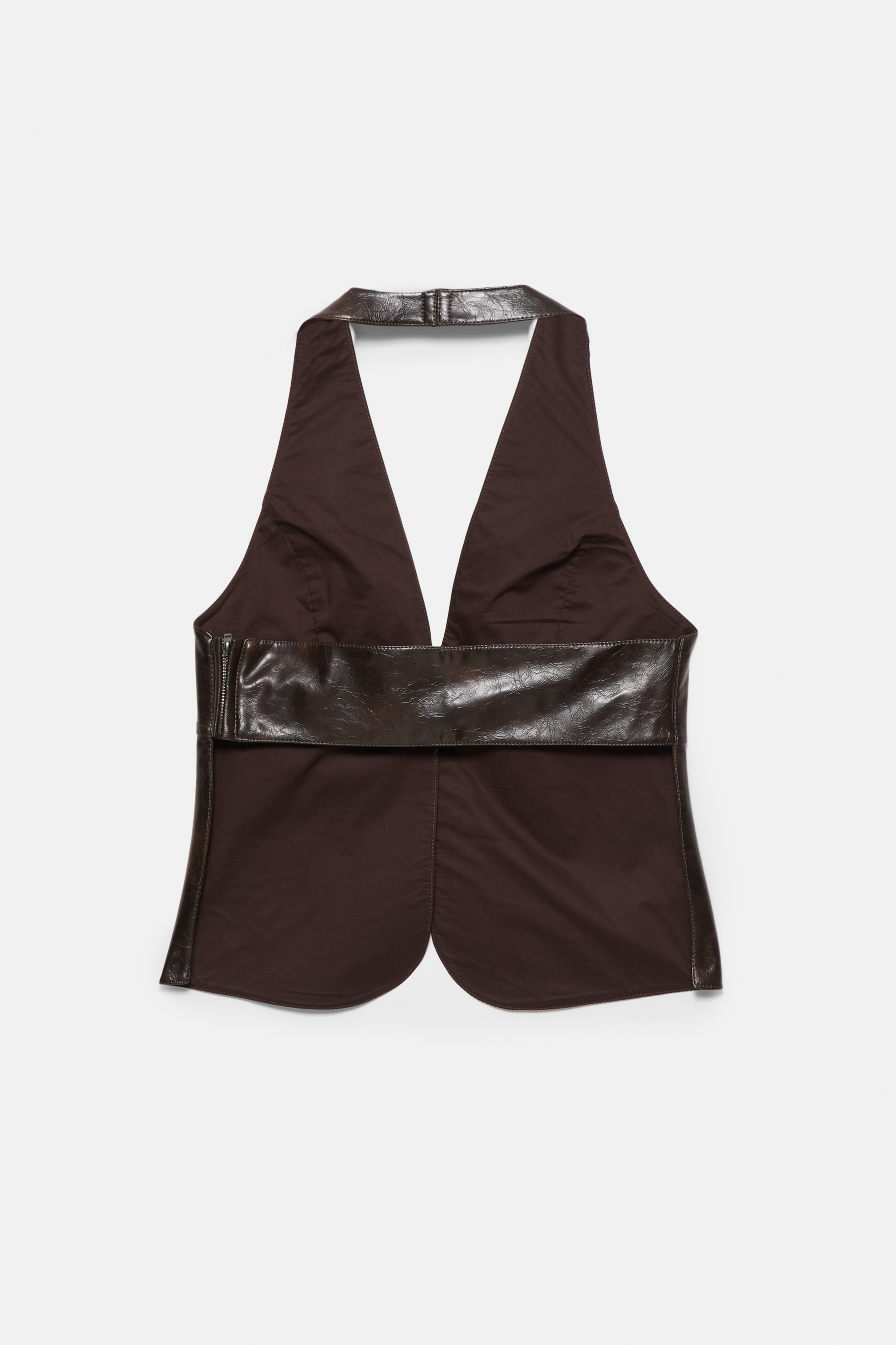 Brown leather effect top