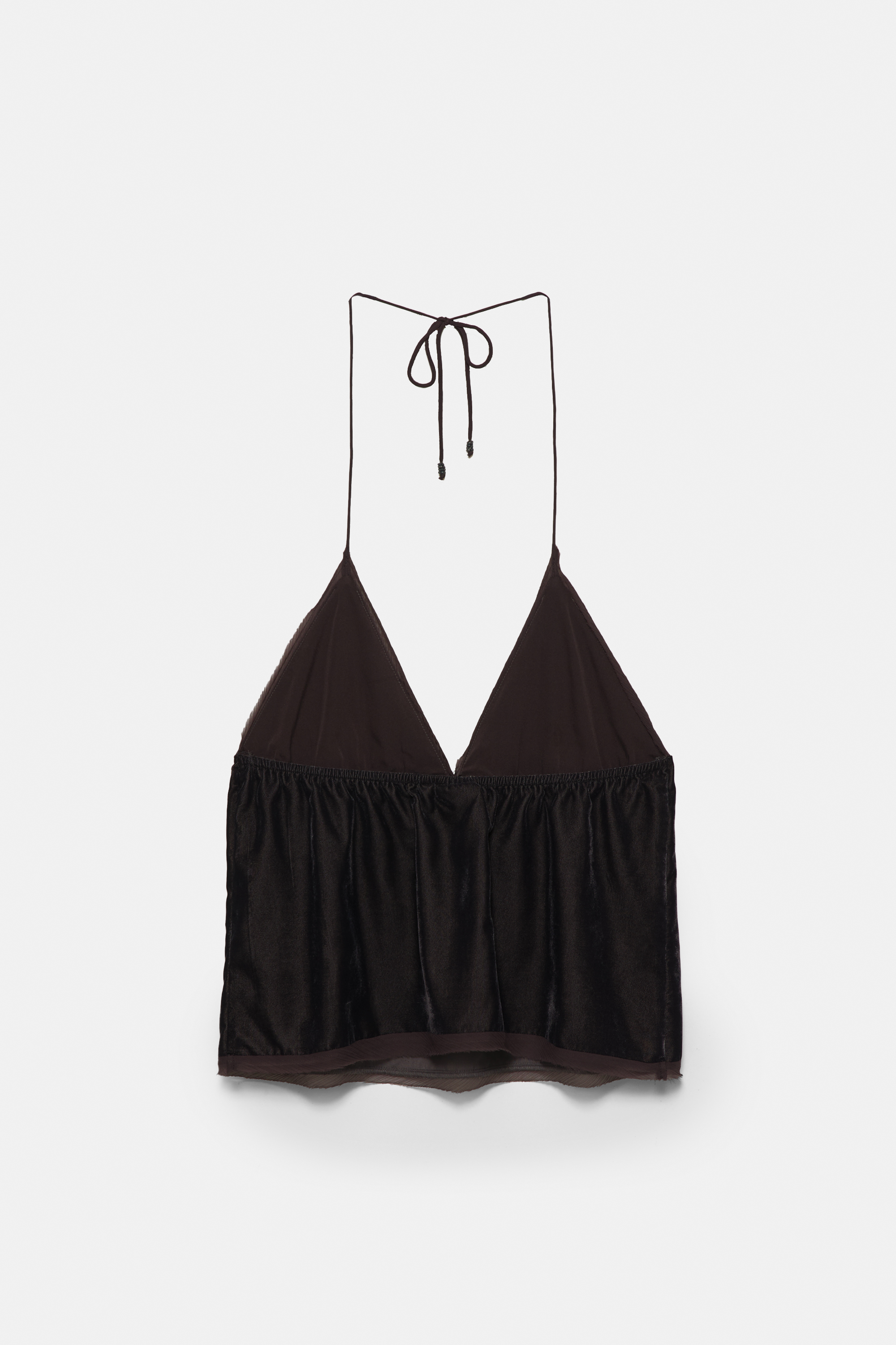 Velvet and tulle halter top