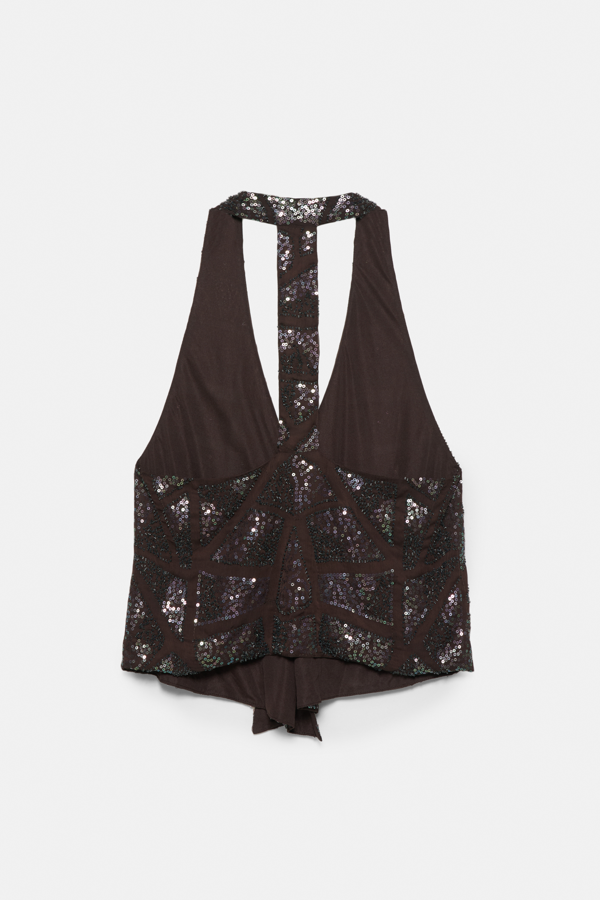 Top s výstrihom okolo krku s korálkami