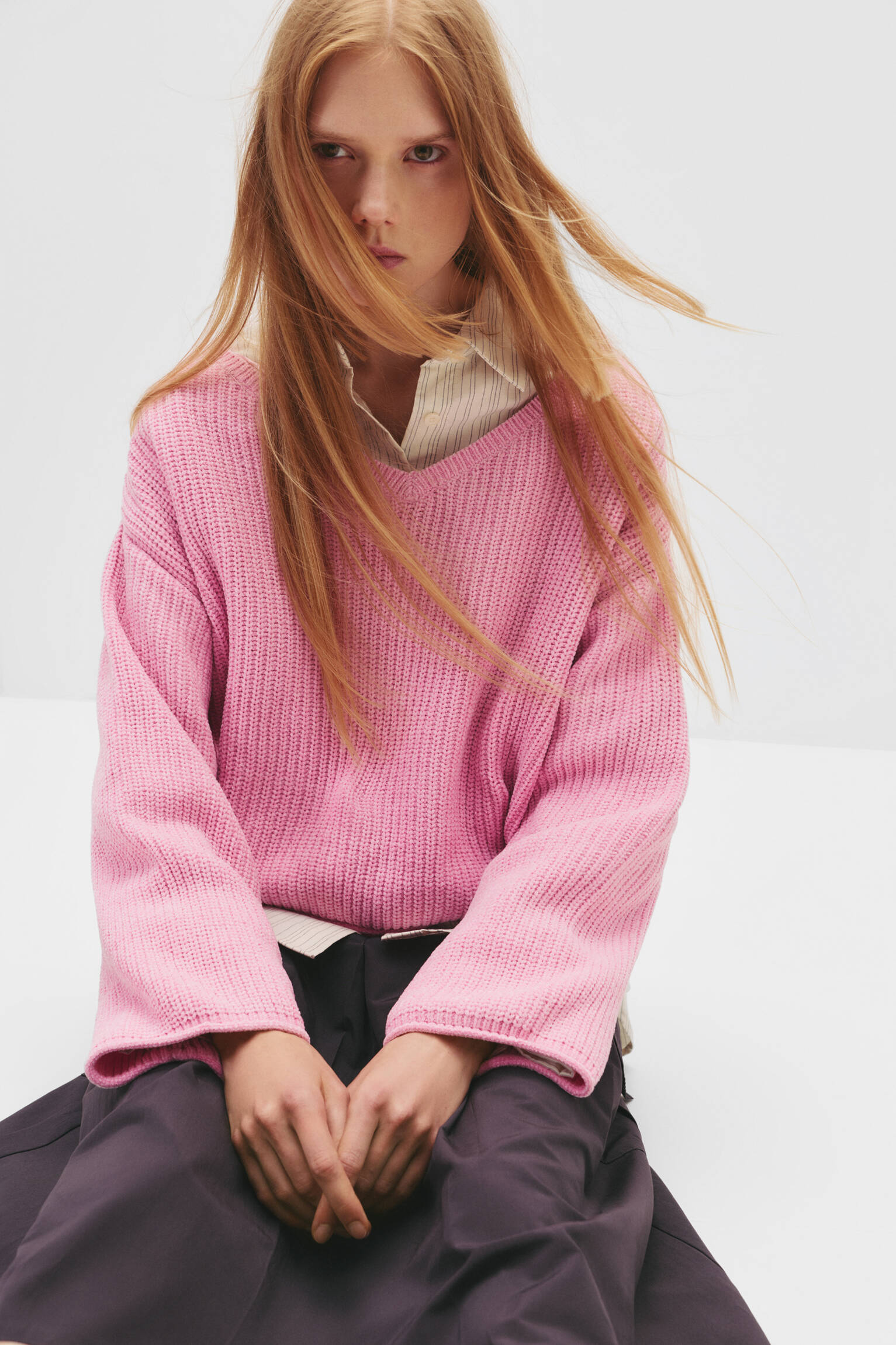 Jersey chenilla cuello pico