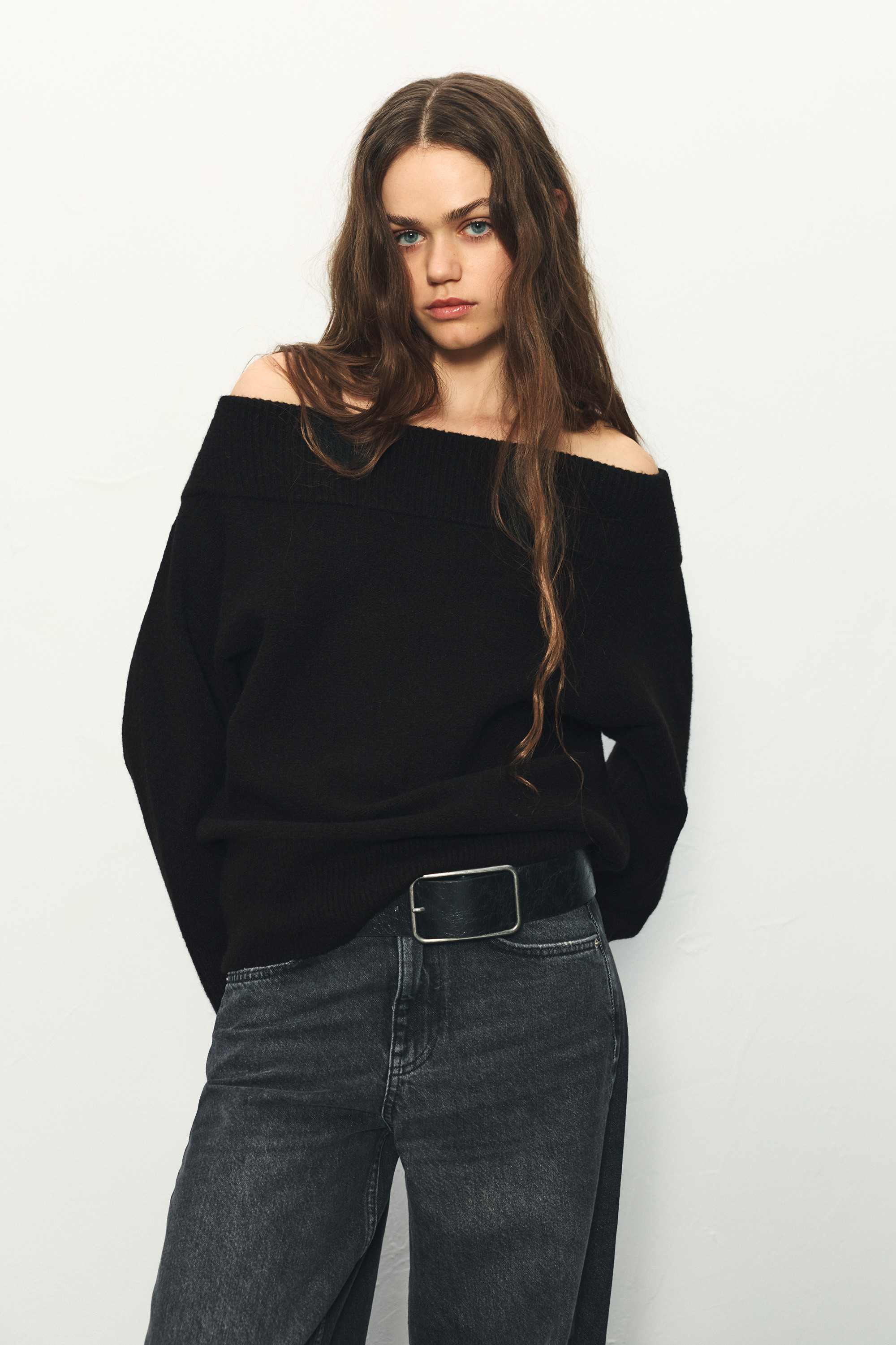Asymmetric soft knit sweater
