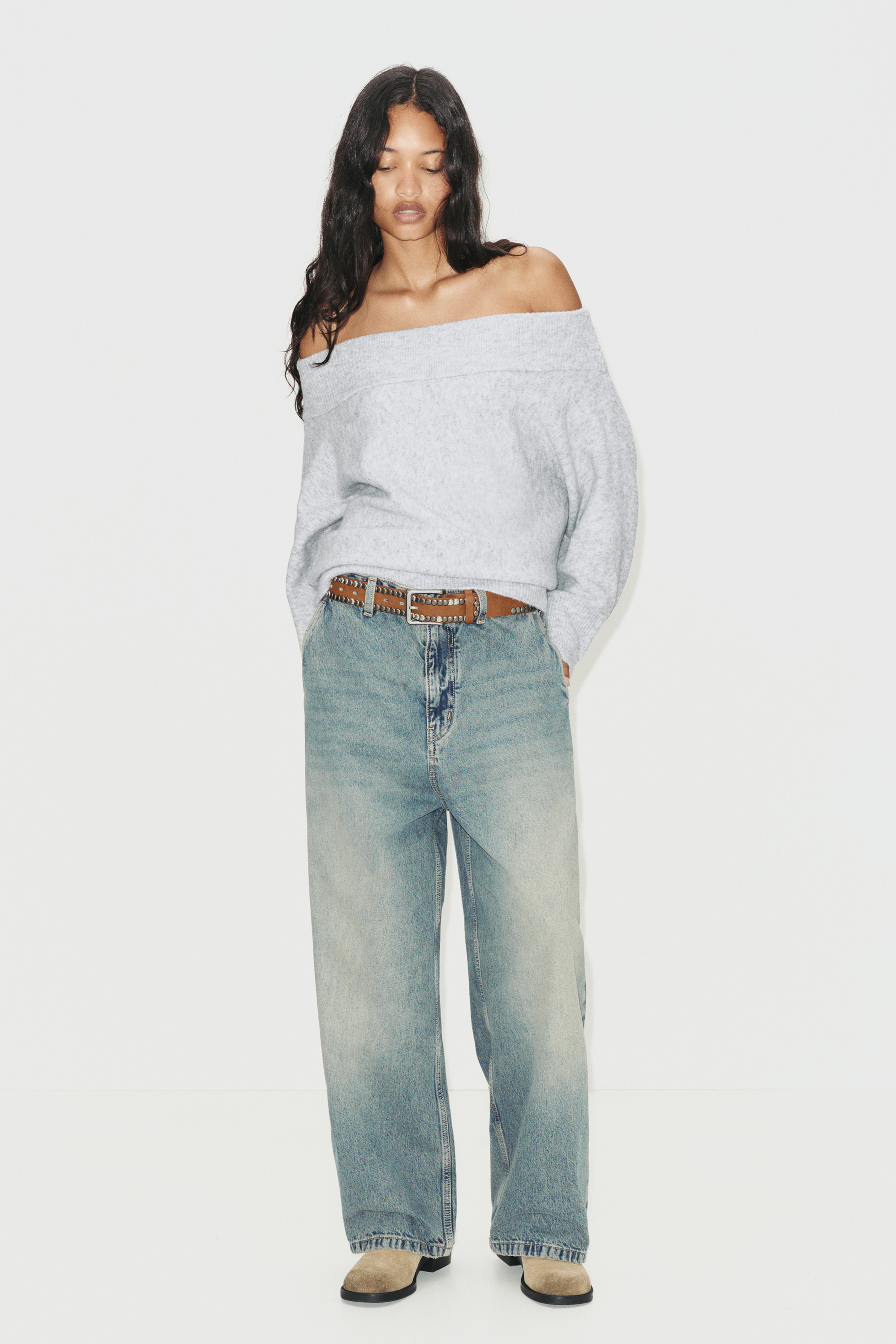 Asymmetric soft knit sweater