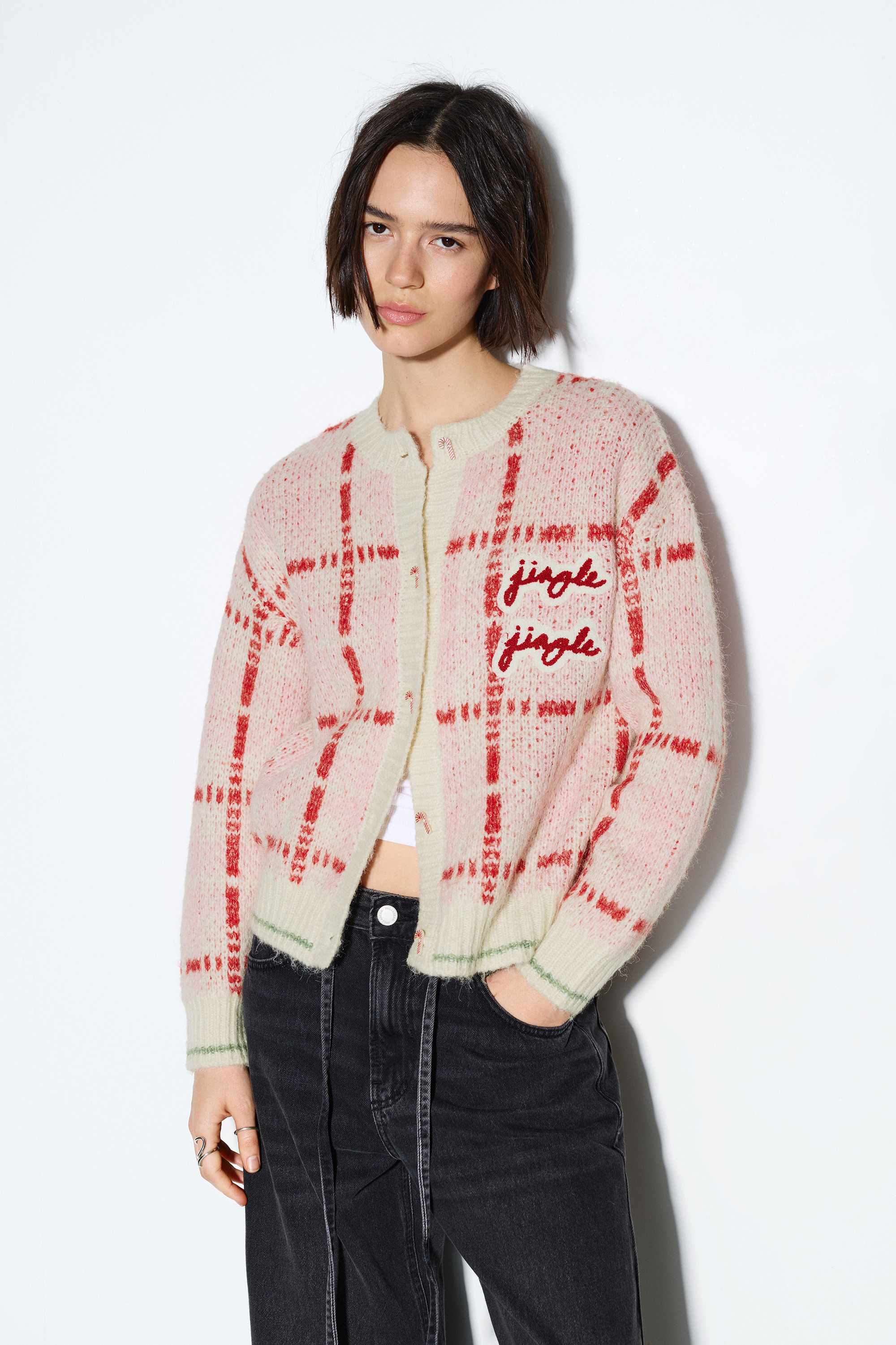 Checked Christmas cardigan