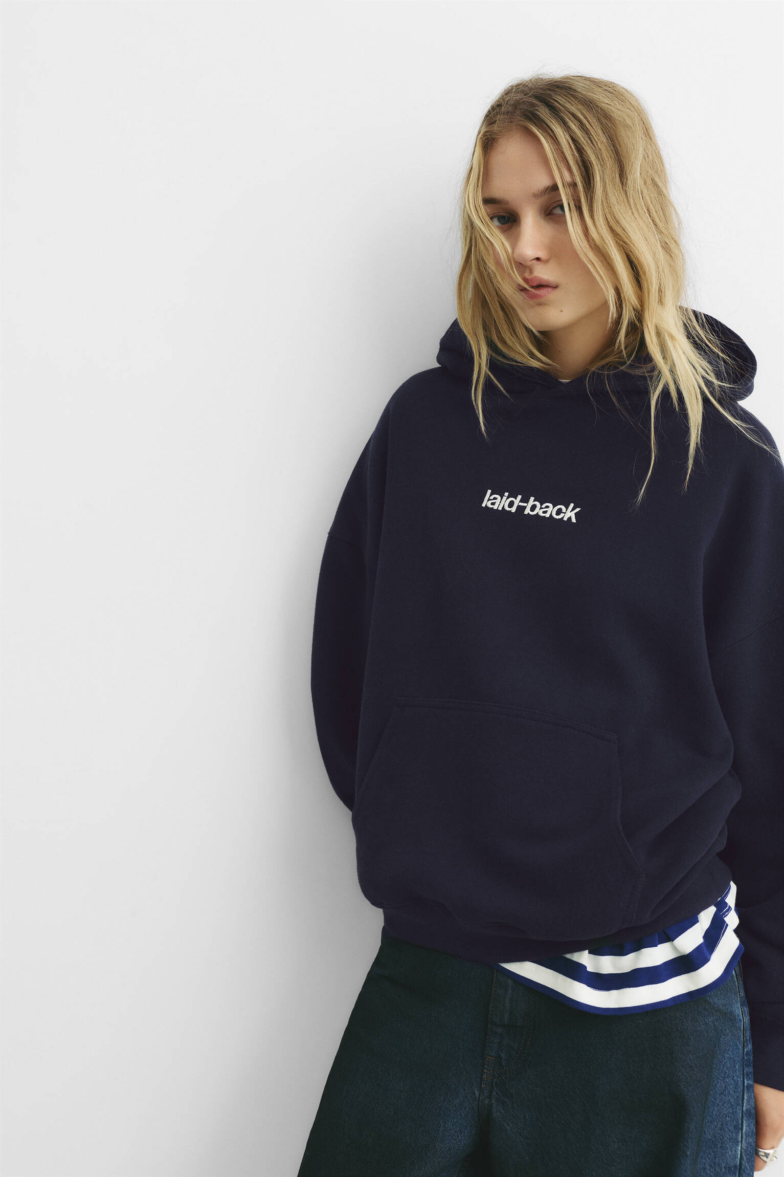 Blue slogan hoodie