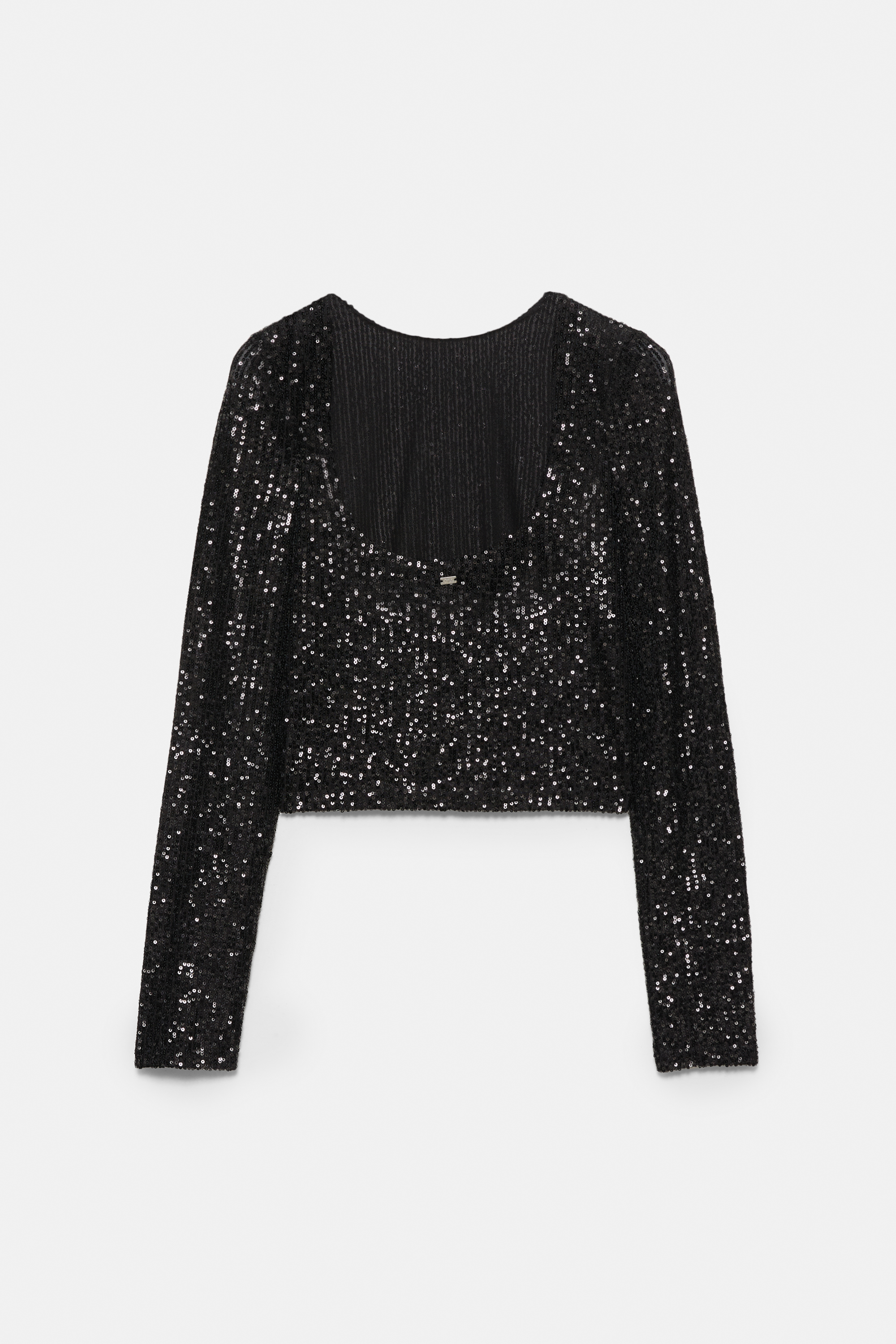 Top manga larga lentejuelas