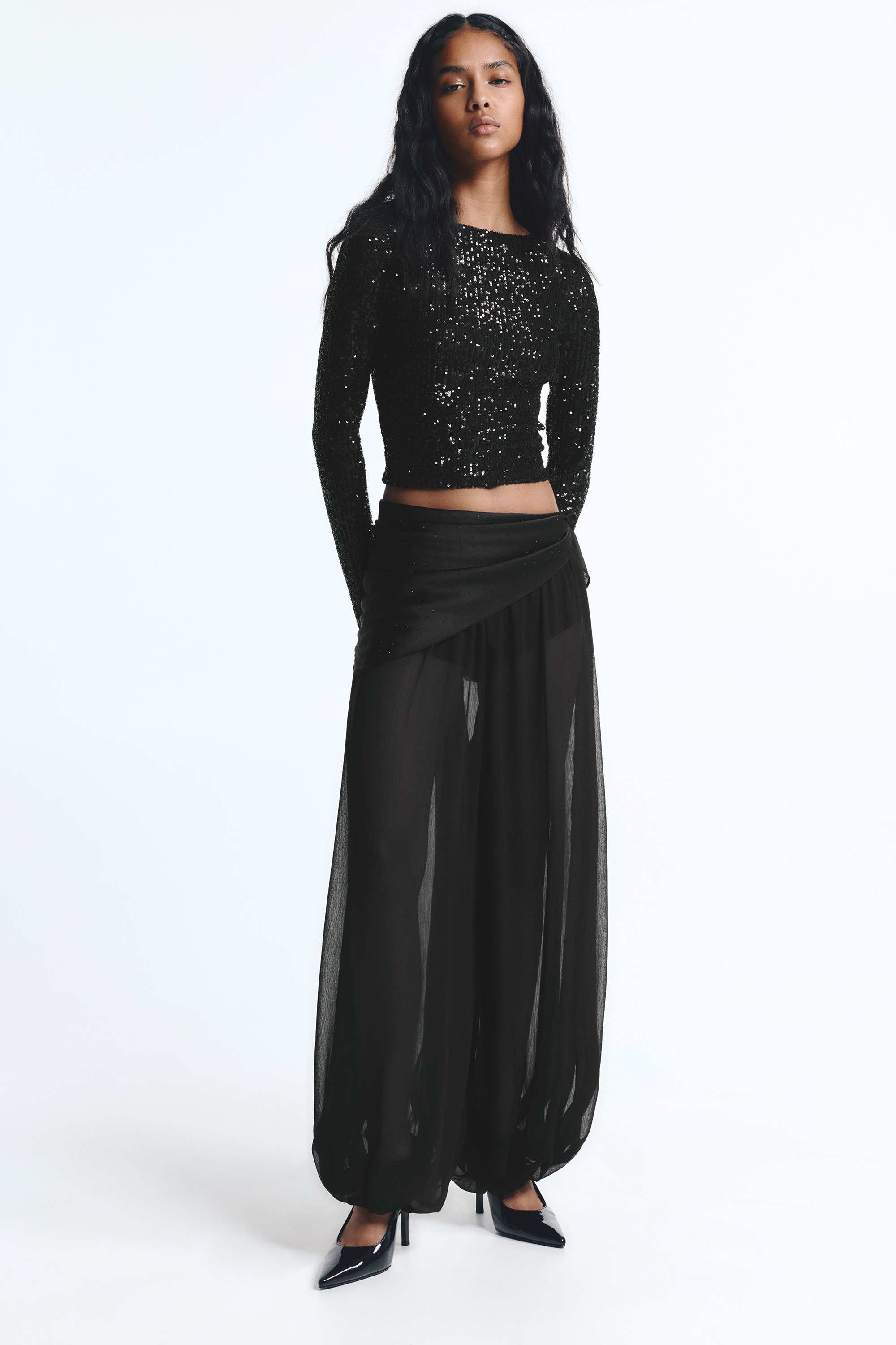 Long sleeve sequin top