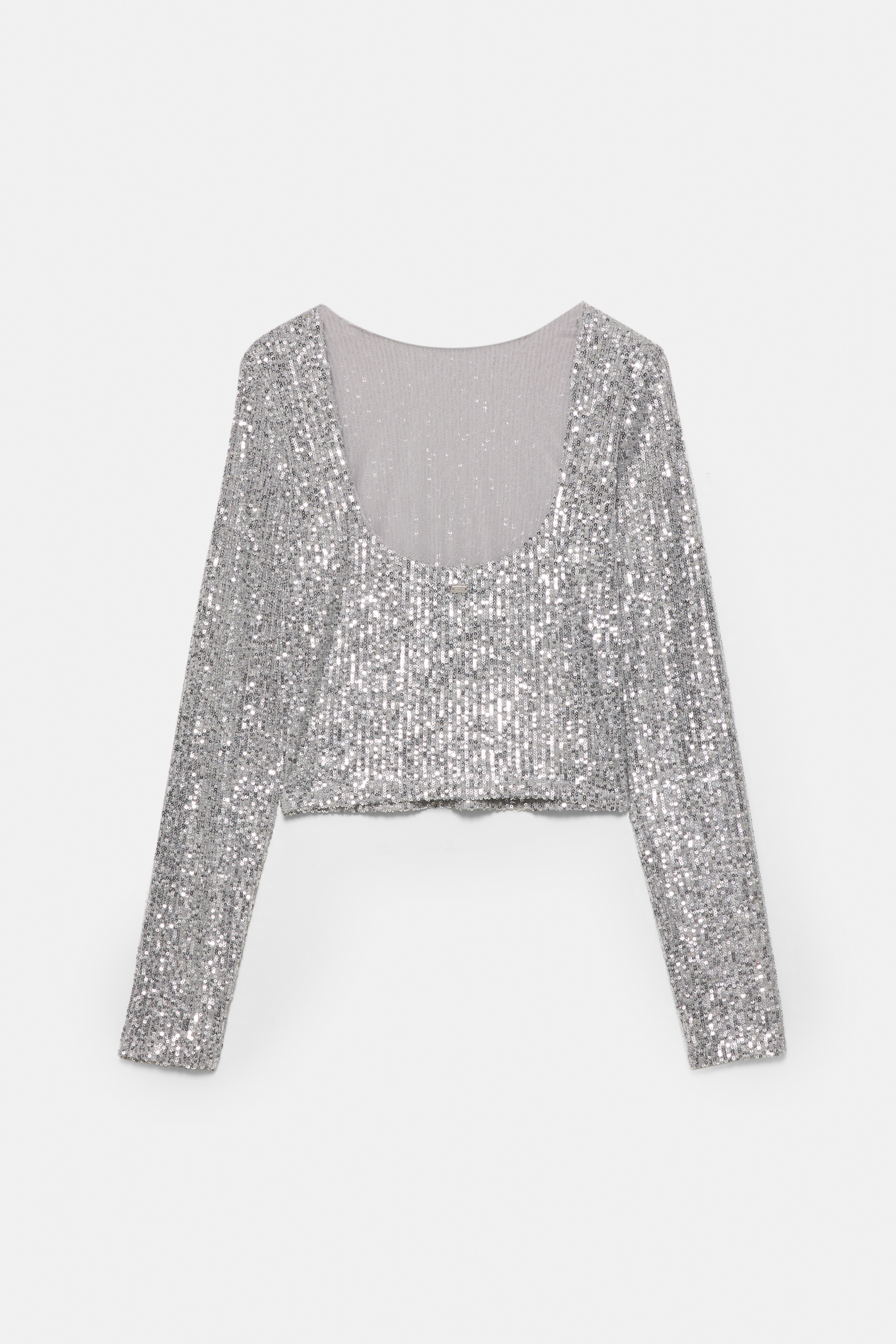 Top manga larga lentejuelas