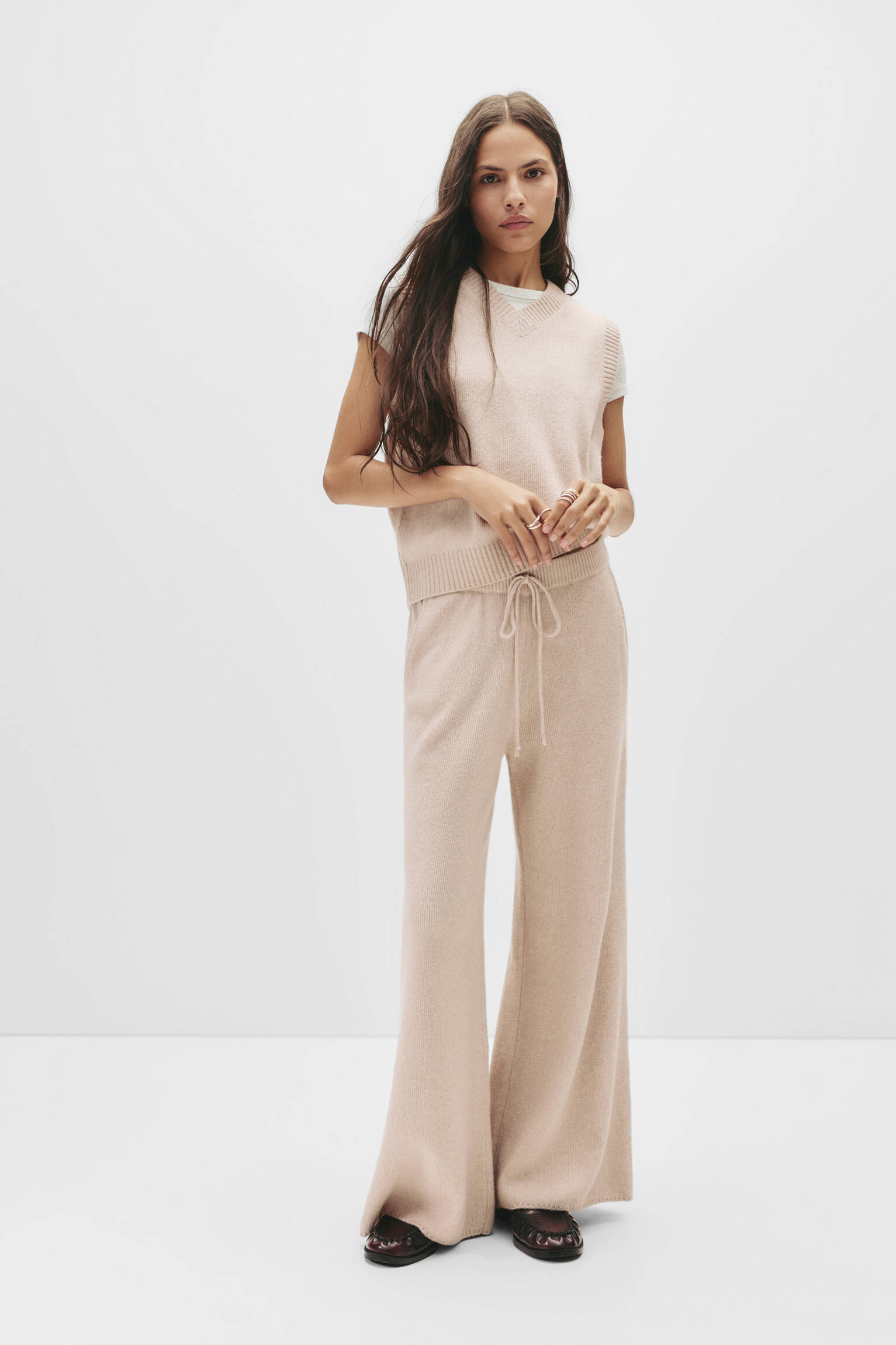 Pantalon droit en maille douce - pull&bear