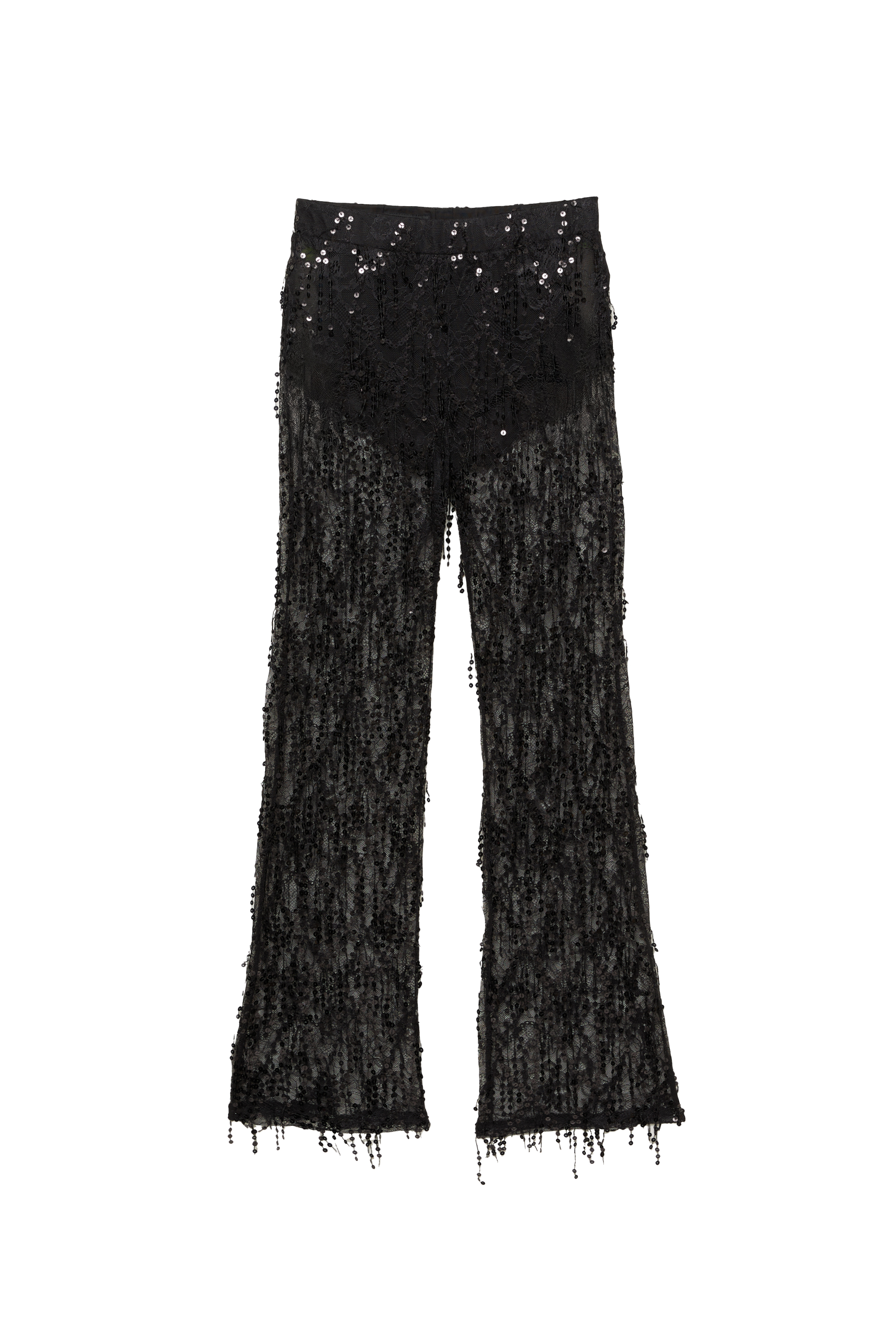 Pantalón flare encaje lentejuelas
