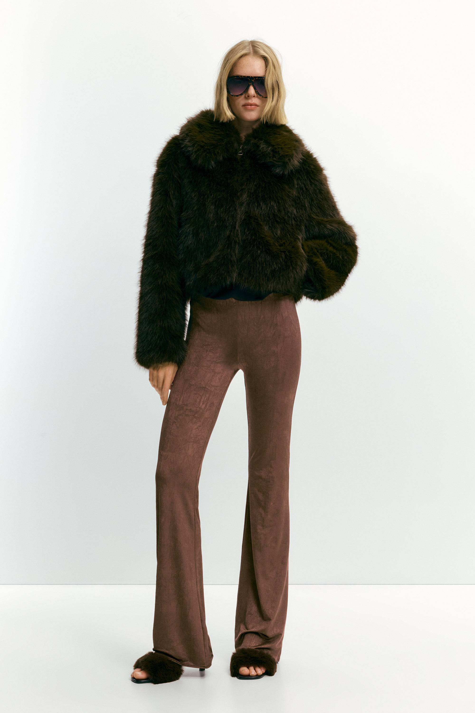 Brown flared trousers