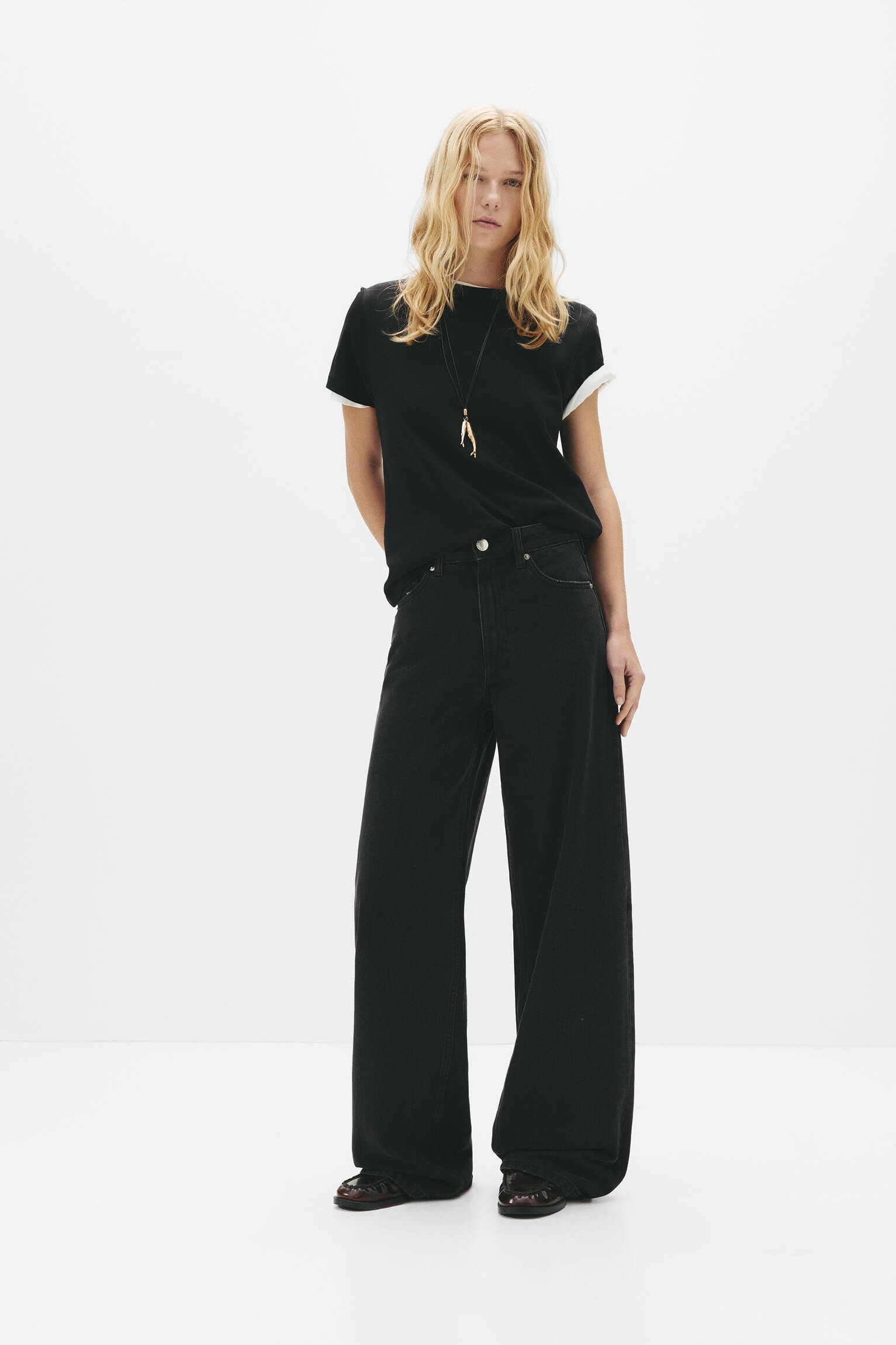 Jeans wide leg a vita alta