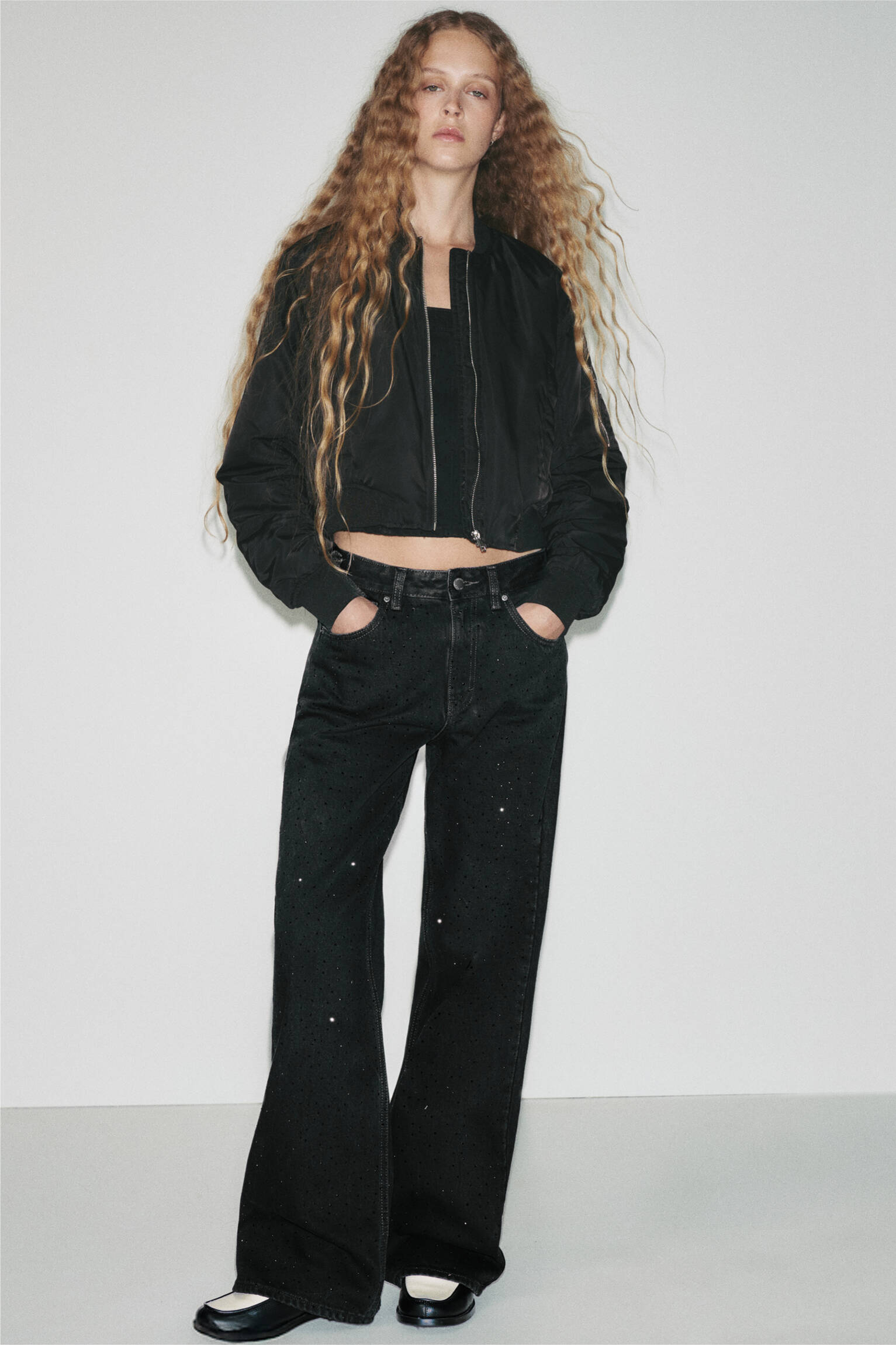 Jean baggy droit brillant