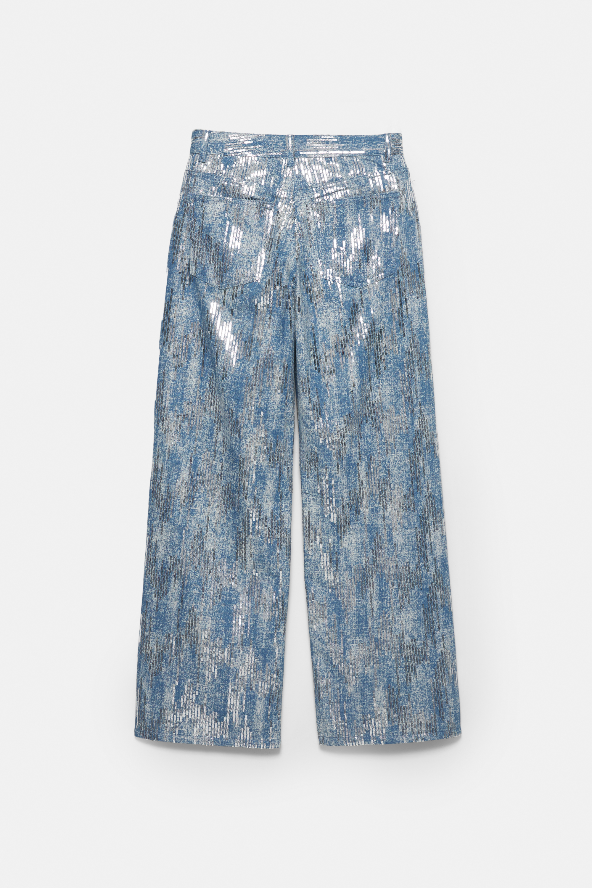 Straight-leg sequin jeans