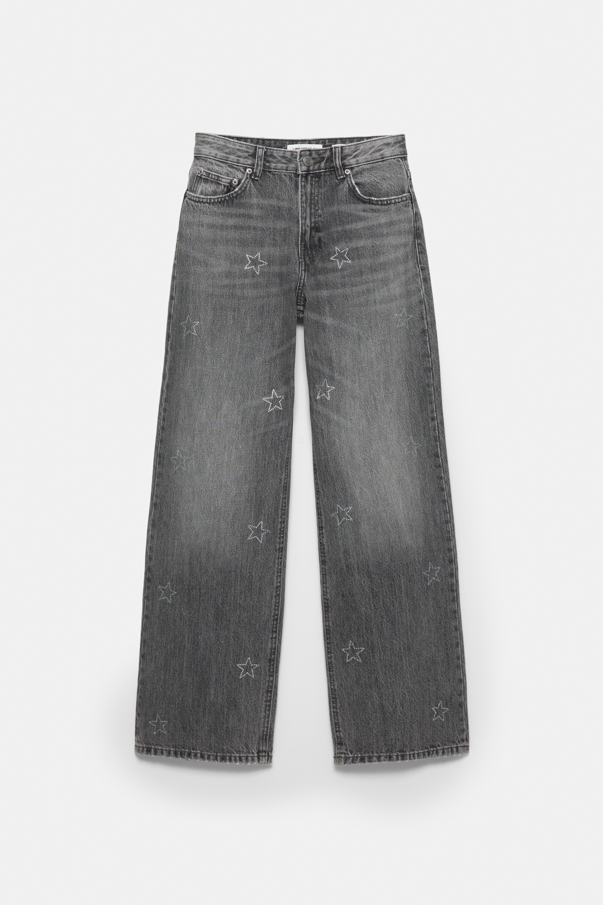 Jeansy straight z kokardkami z cyrkonii