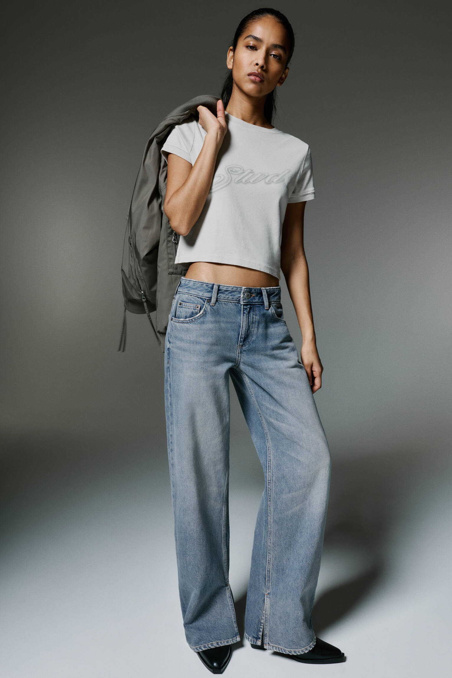 Jeans droits à fentes - pull&bear