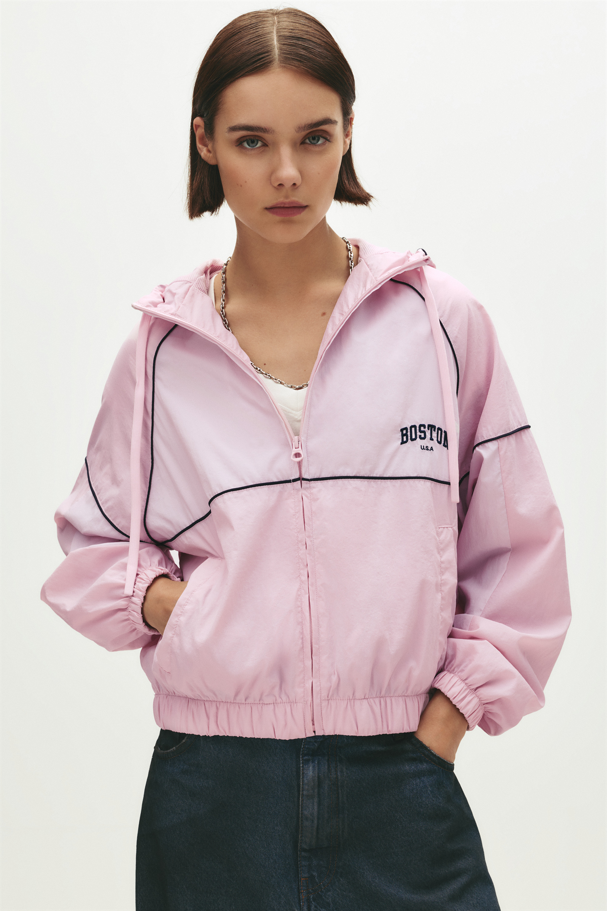 Licht varsityjack met panelen