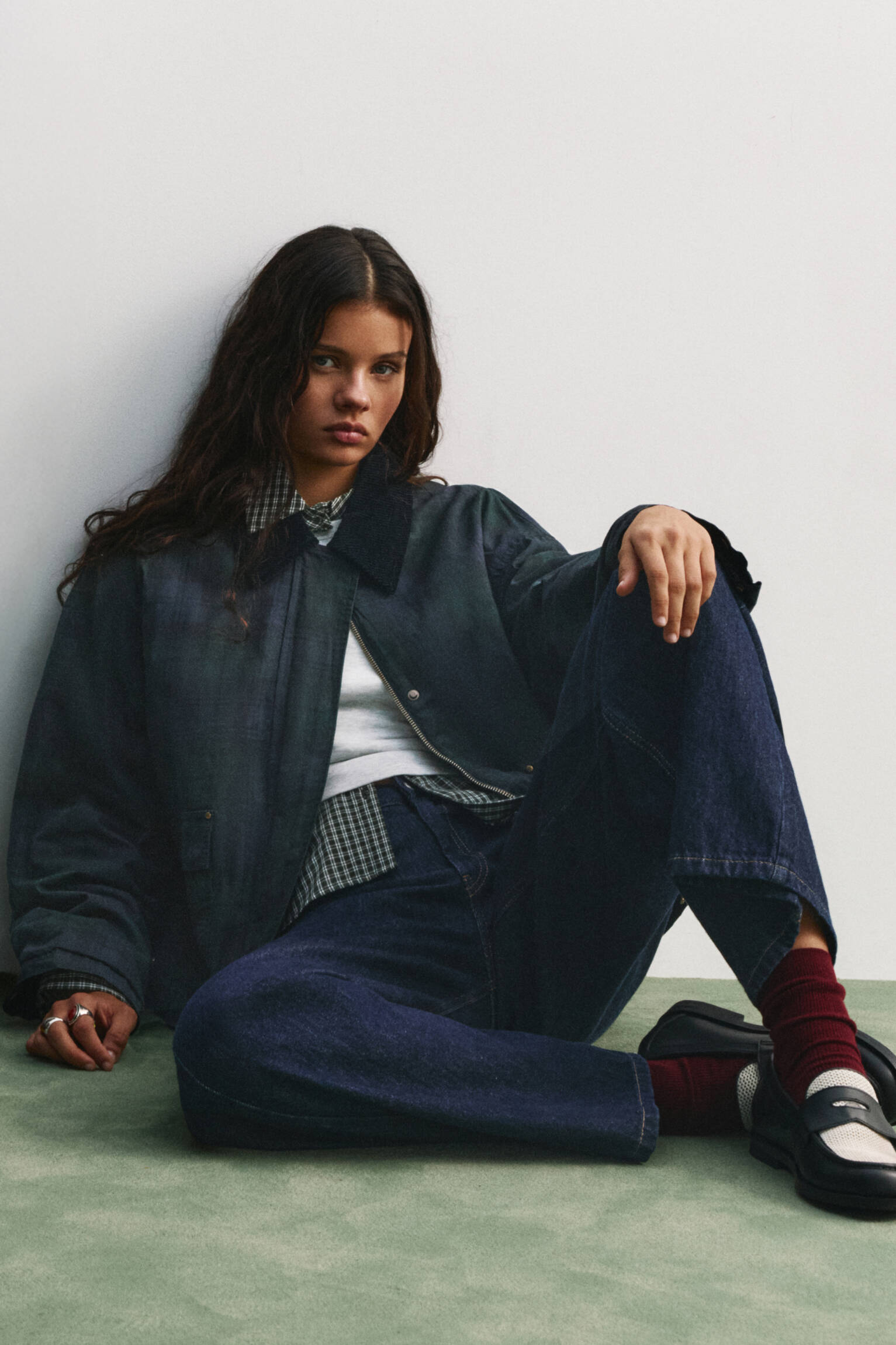 Veste enduite col velours côtelé