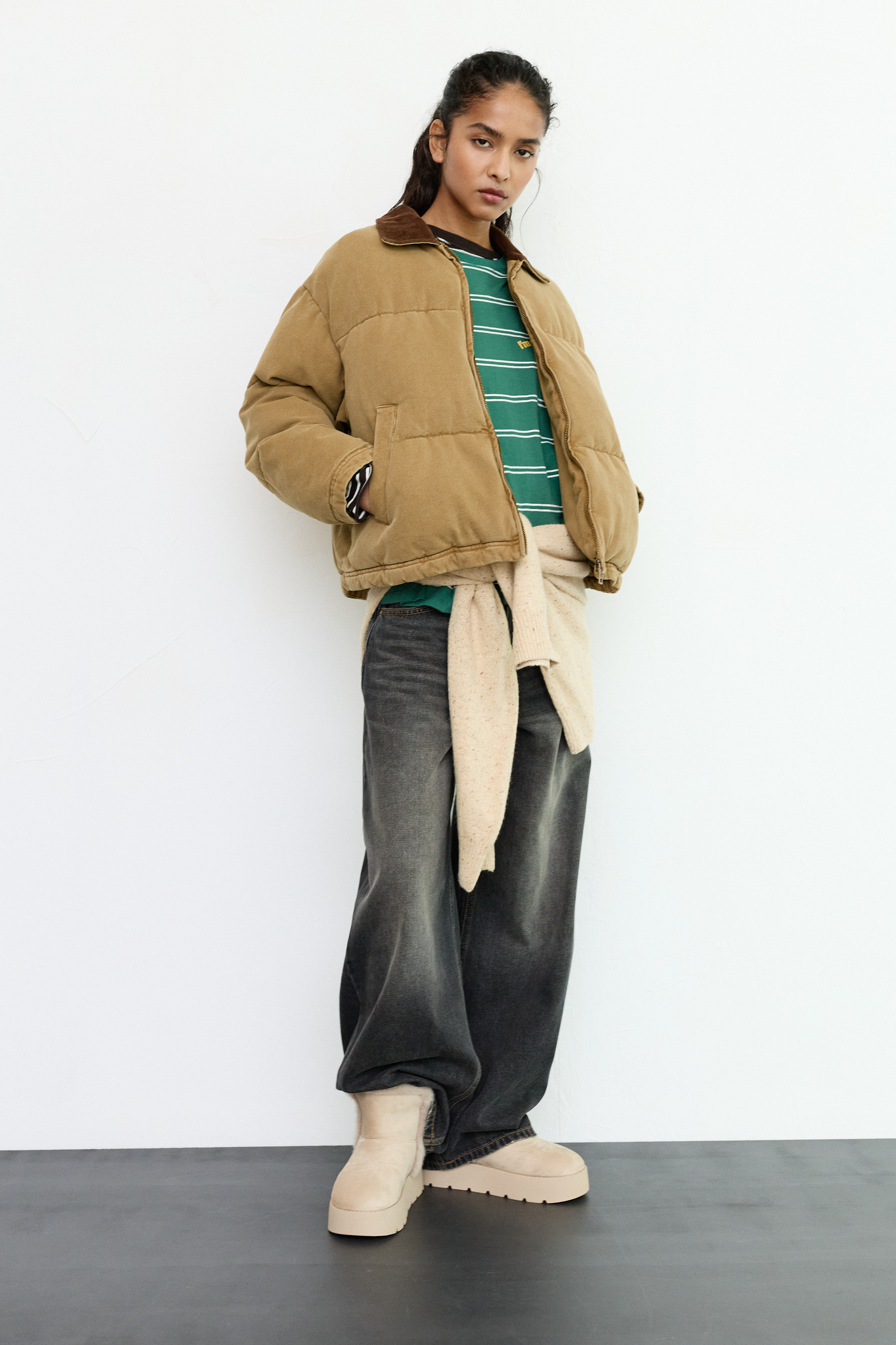 Doudoune col velours côtelé