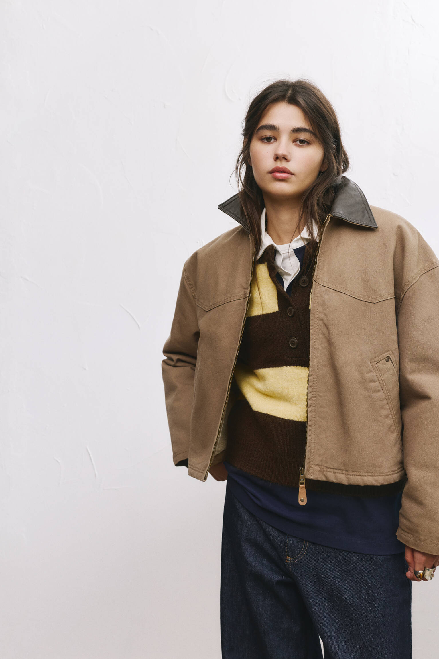 Veste à col combiné zippée - pull&bear