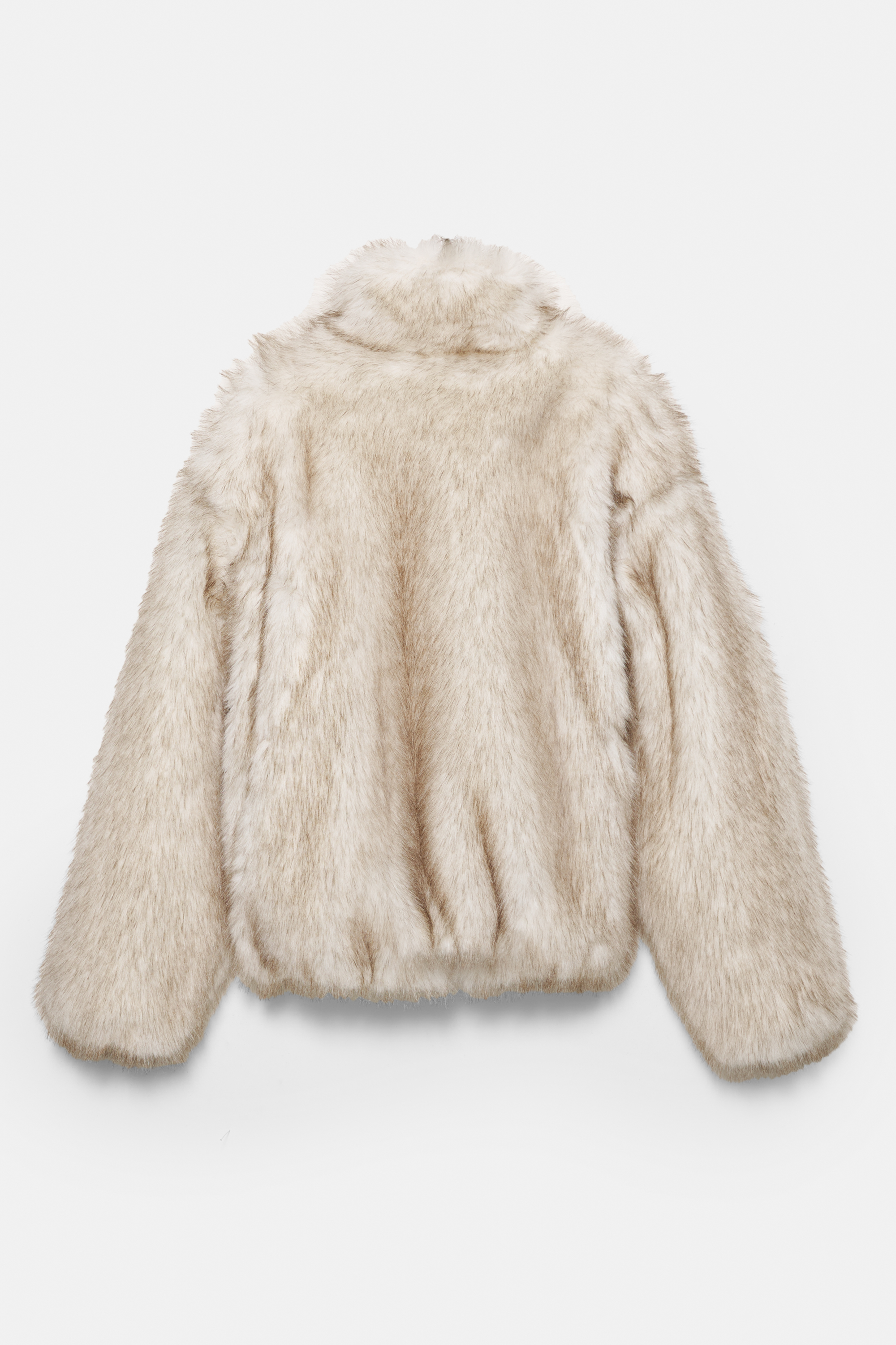 Faux fur jacket with zipper