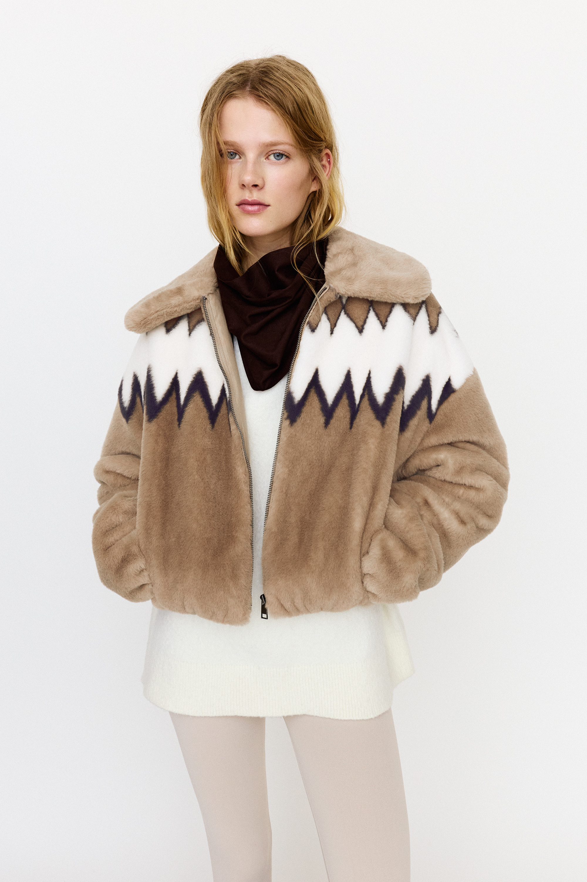 Veste fausse fourrure losanges