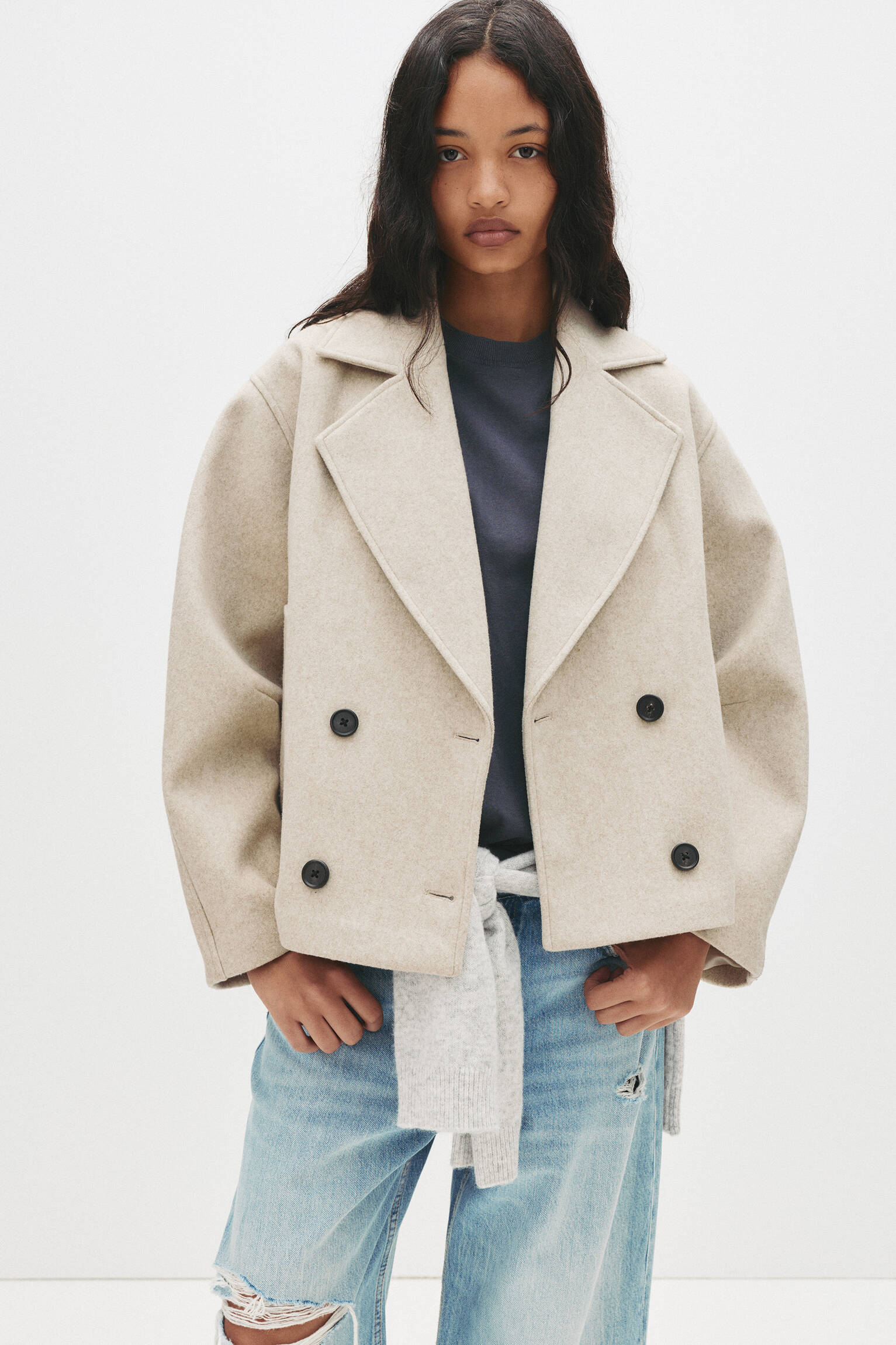 Short cloth coat - pull&bear