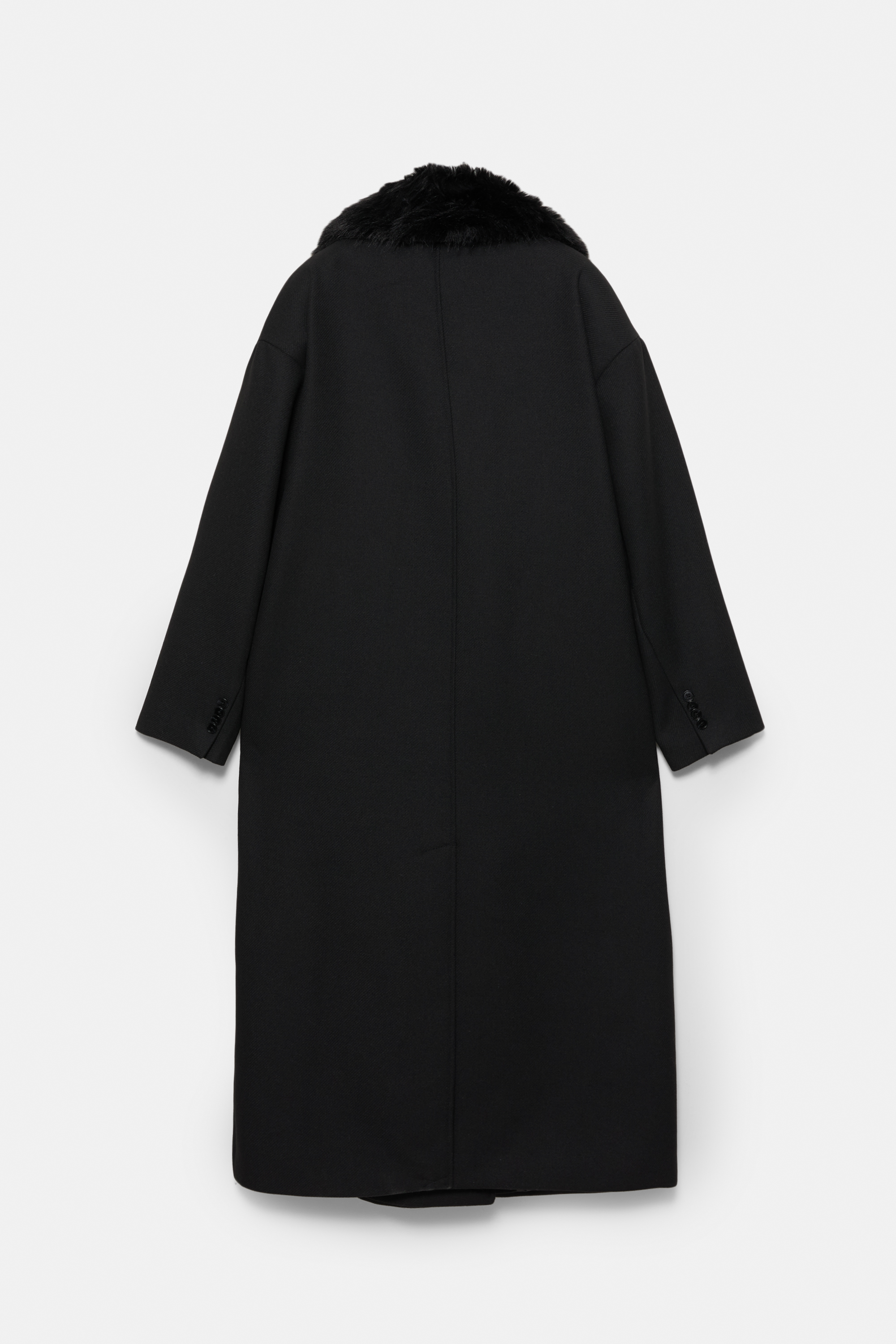 Viltja tekstuuriga mantel kunstkarusnahast kraega