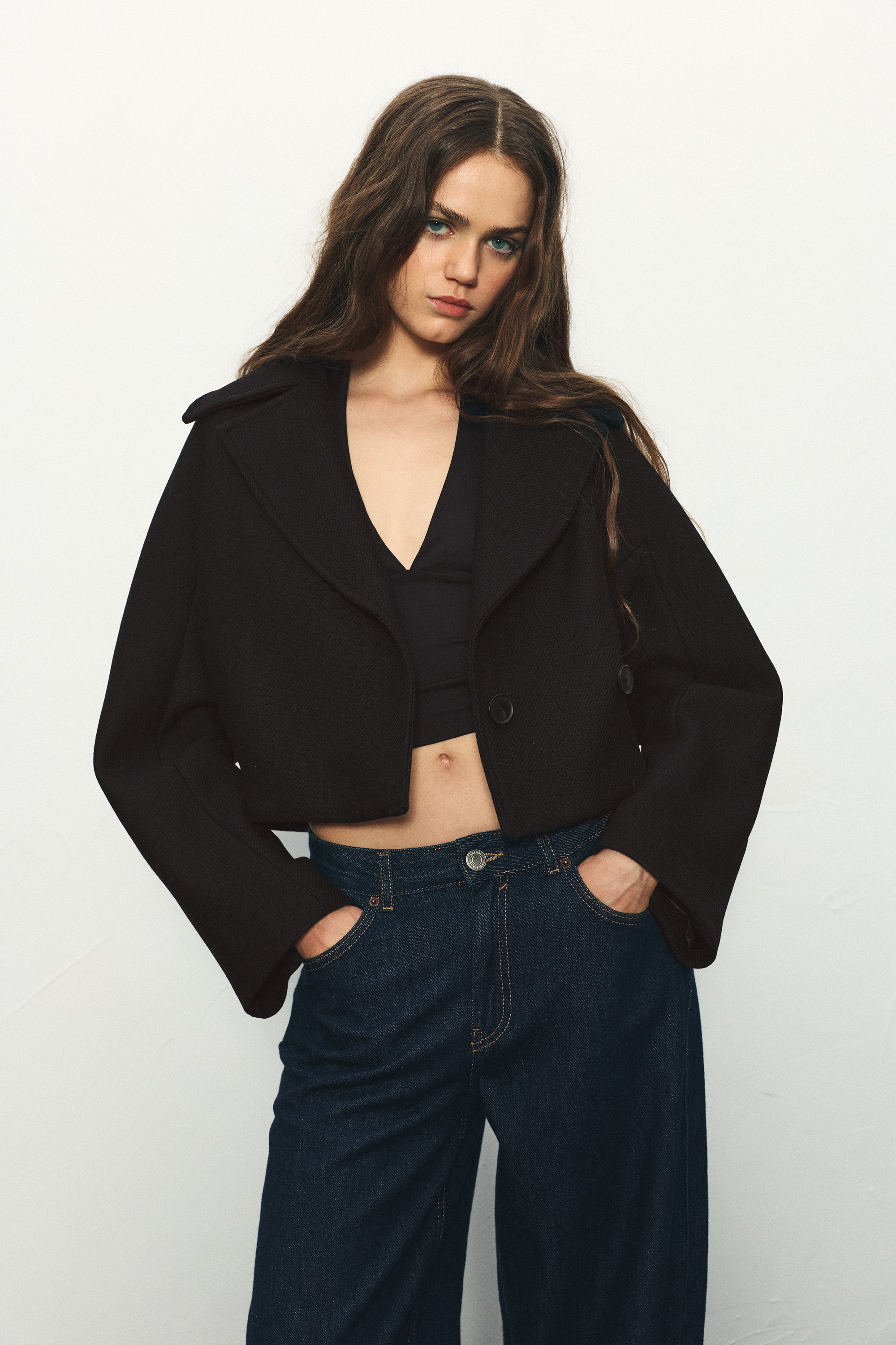 معطف قصير من مزيج صوف Manteco®