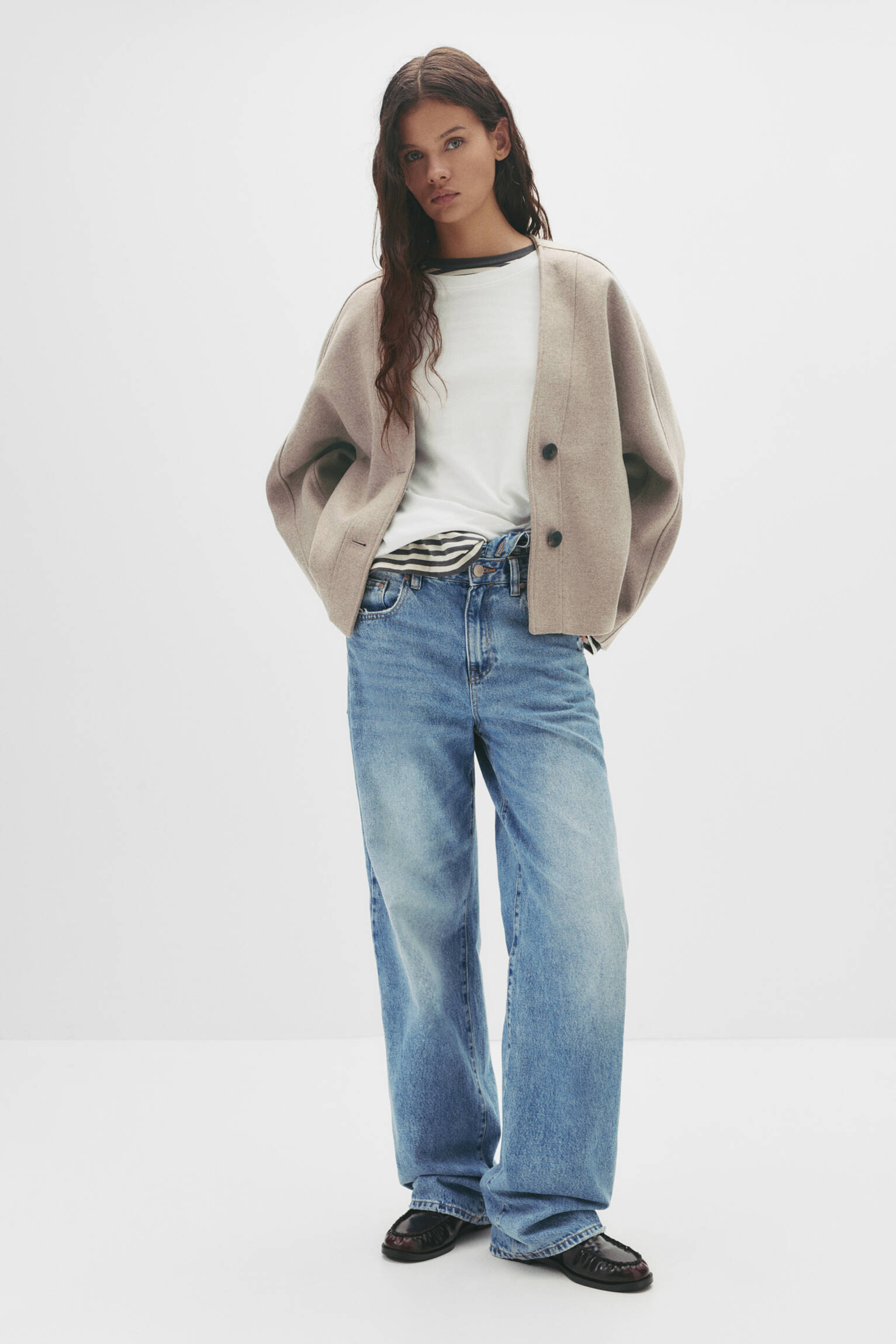 Manteau court lainé - pull&bear