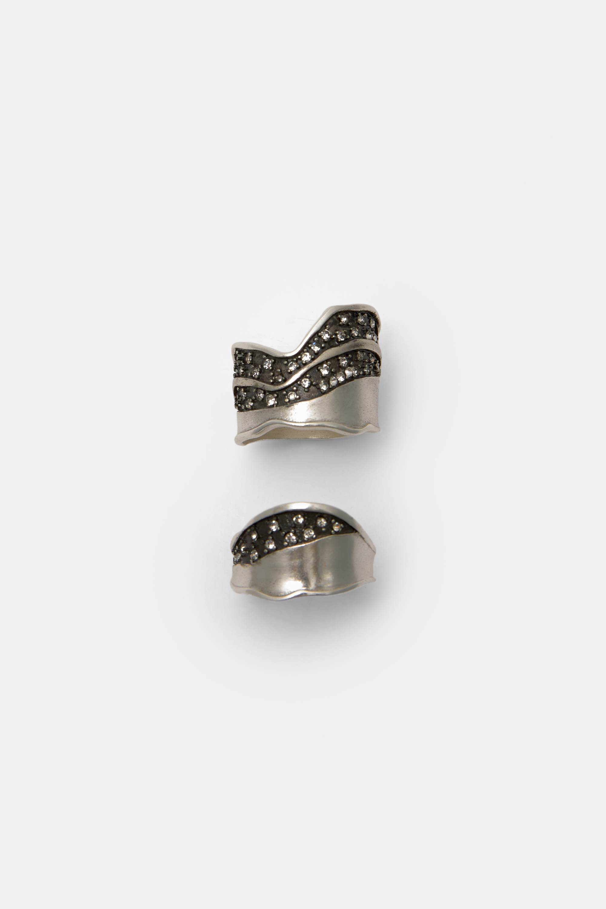 Pack of 2 irregular rhinestone rings