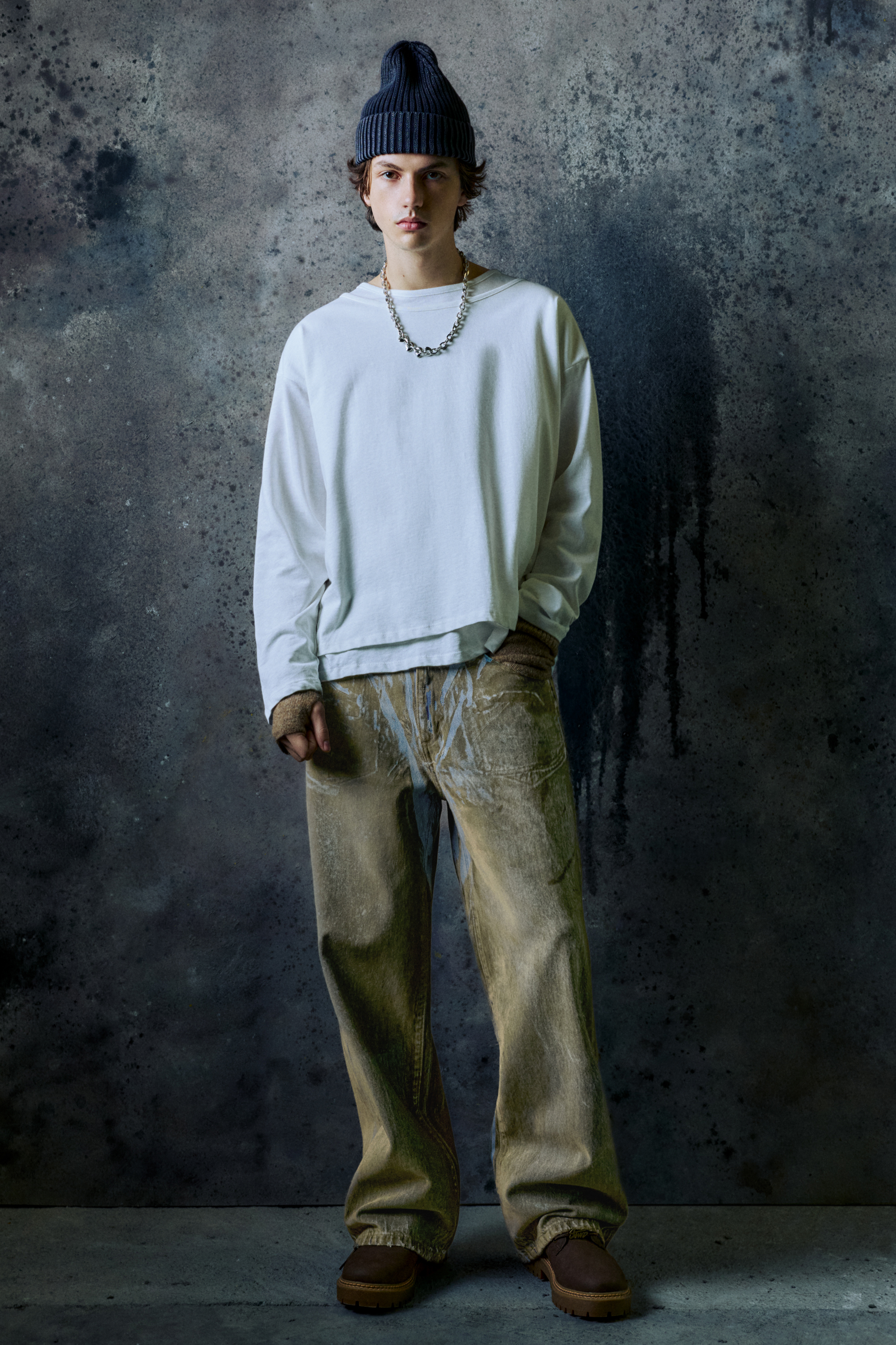 Flocked wide-leg jeans