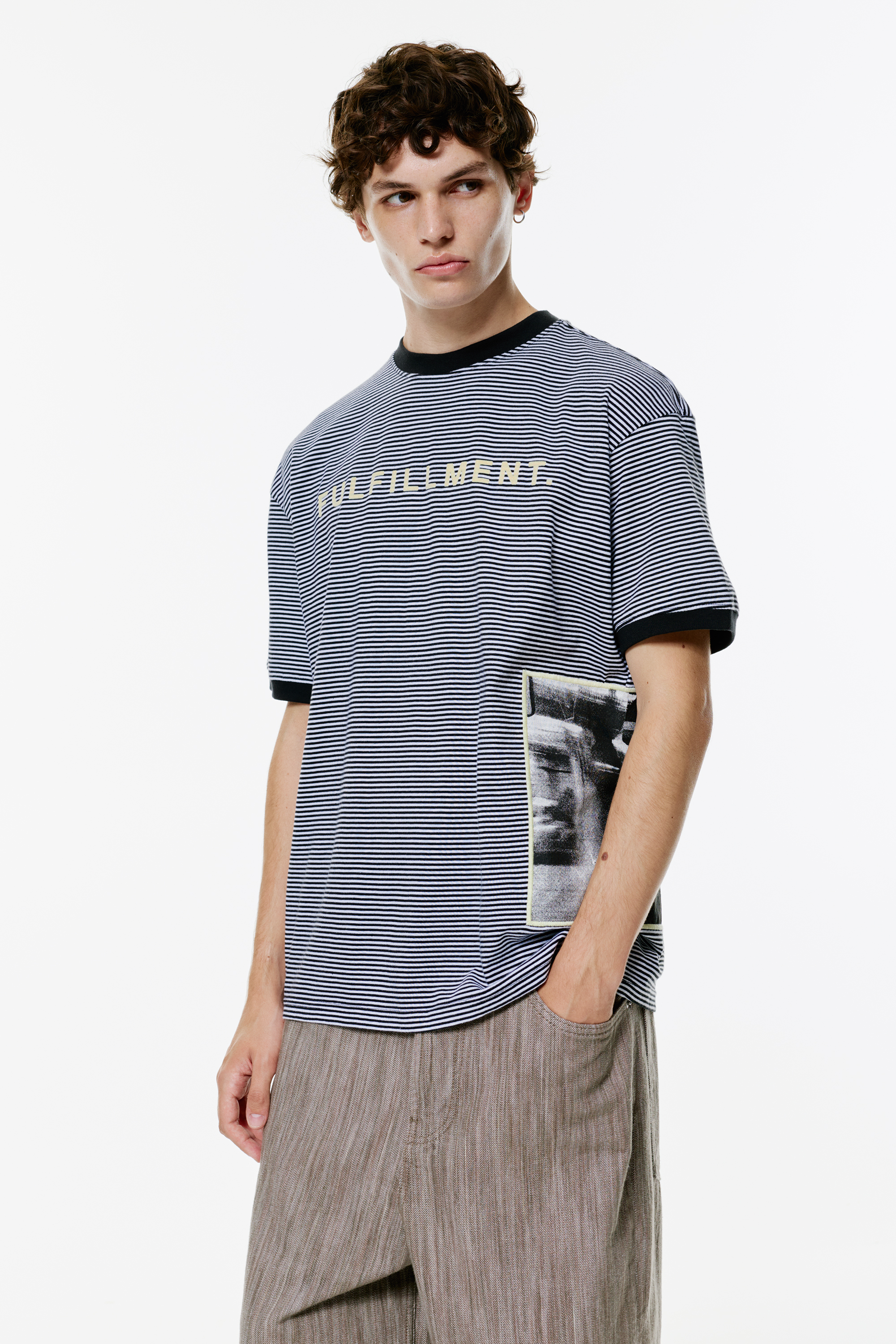 Striped photo print T-shirt