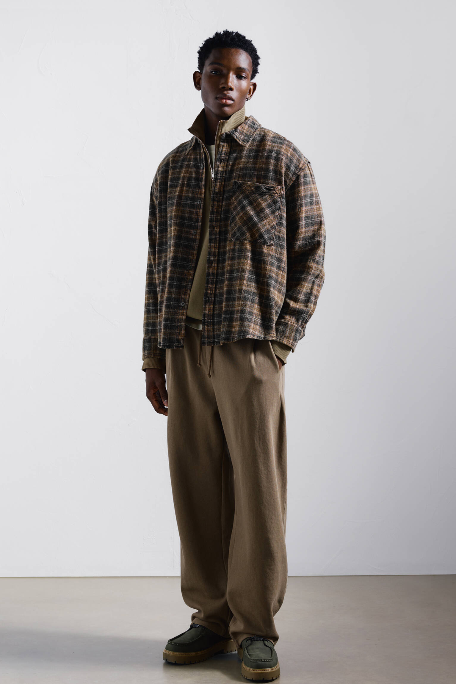 Brown check shirt - pull&bear