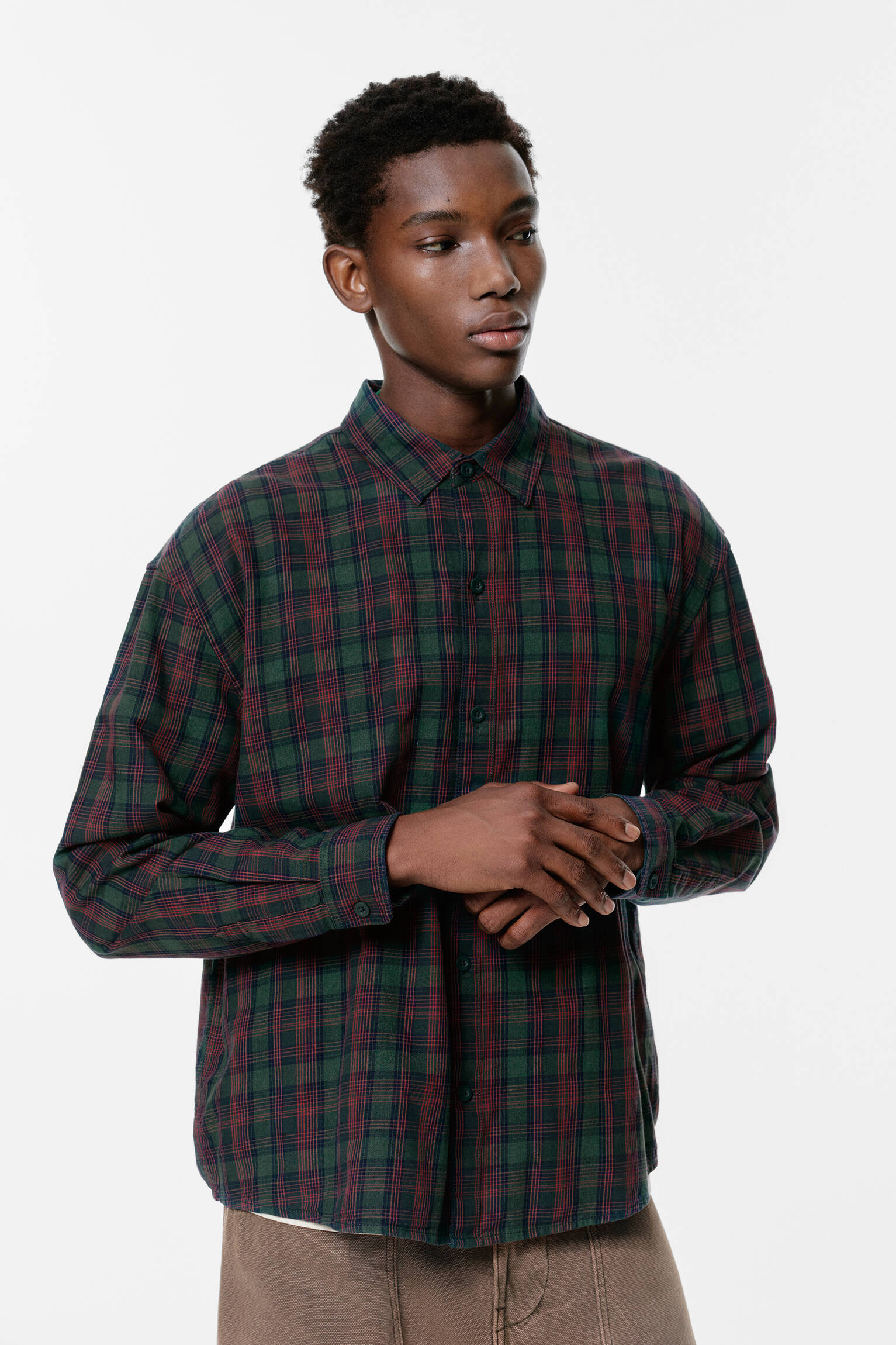 Chemise à carreaux à manches longues - pull&bear